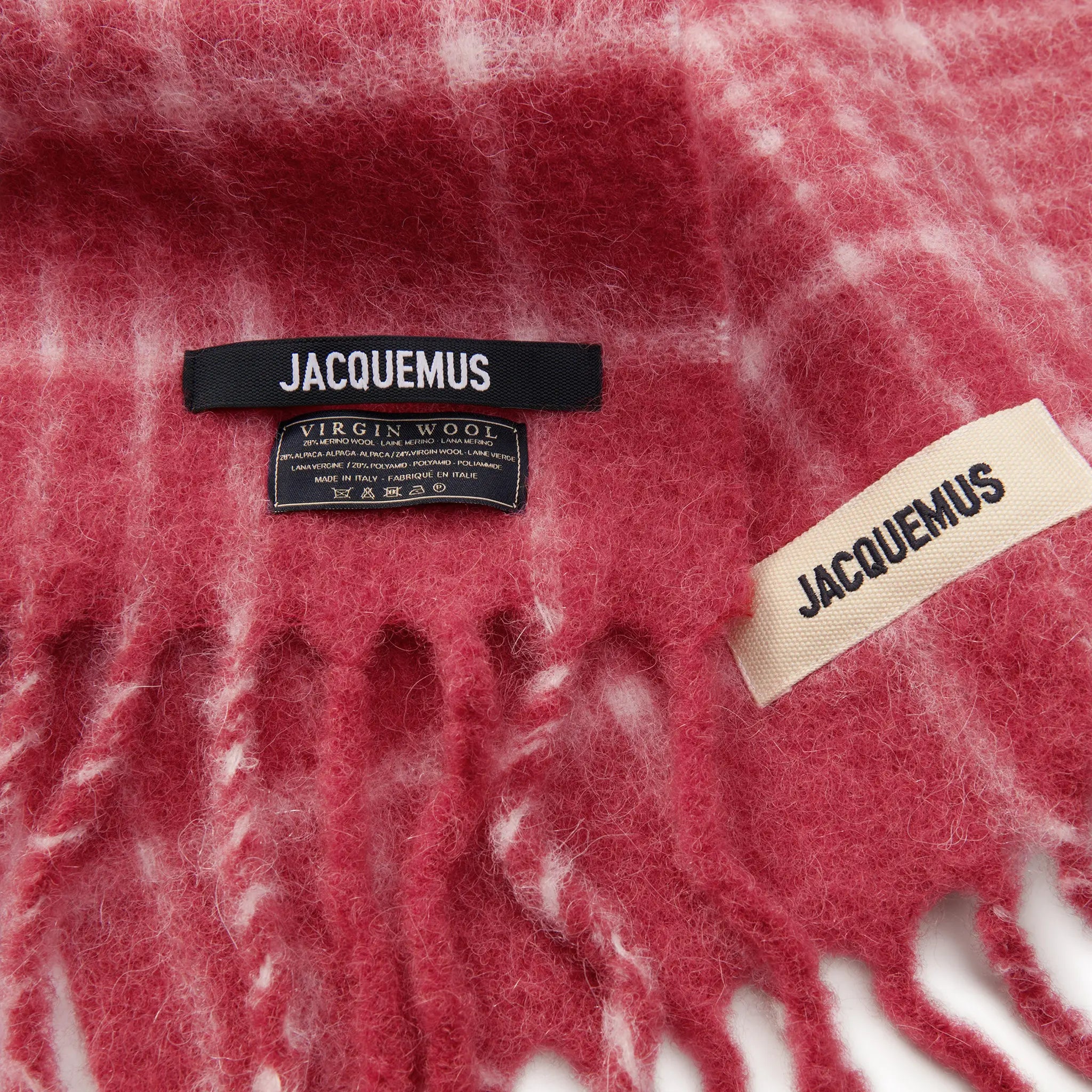 Label view of Jacquemus L'echarpe Carro Checked Red Scarf 236AC572-5087-4AT