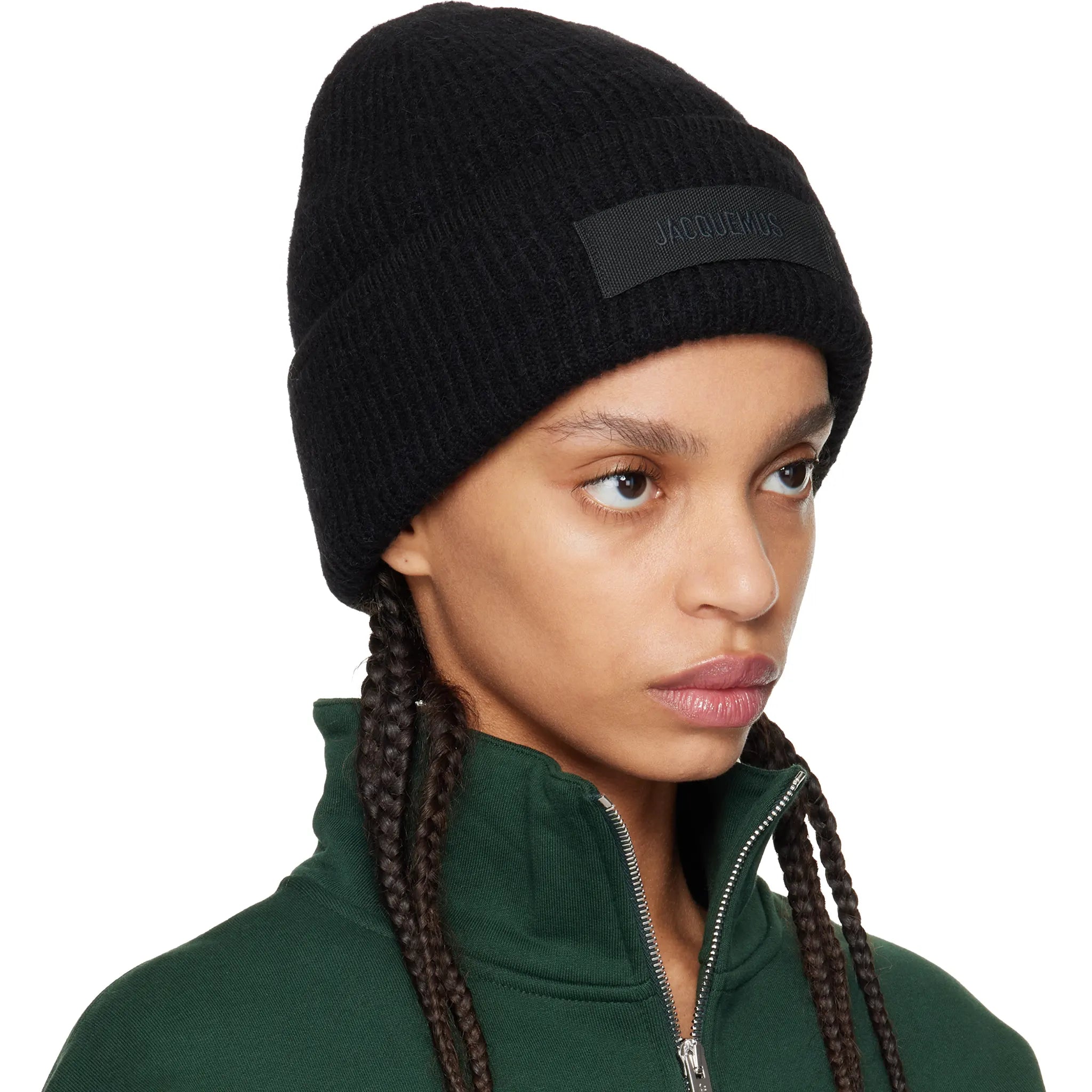 Jacquemus La Croisiere Grosgrain logo Black Beanie