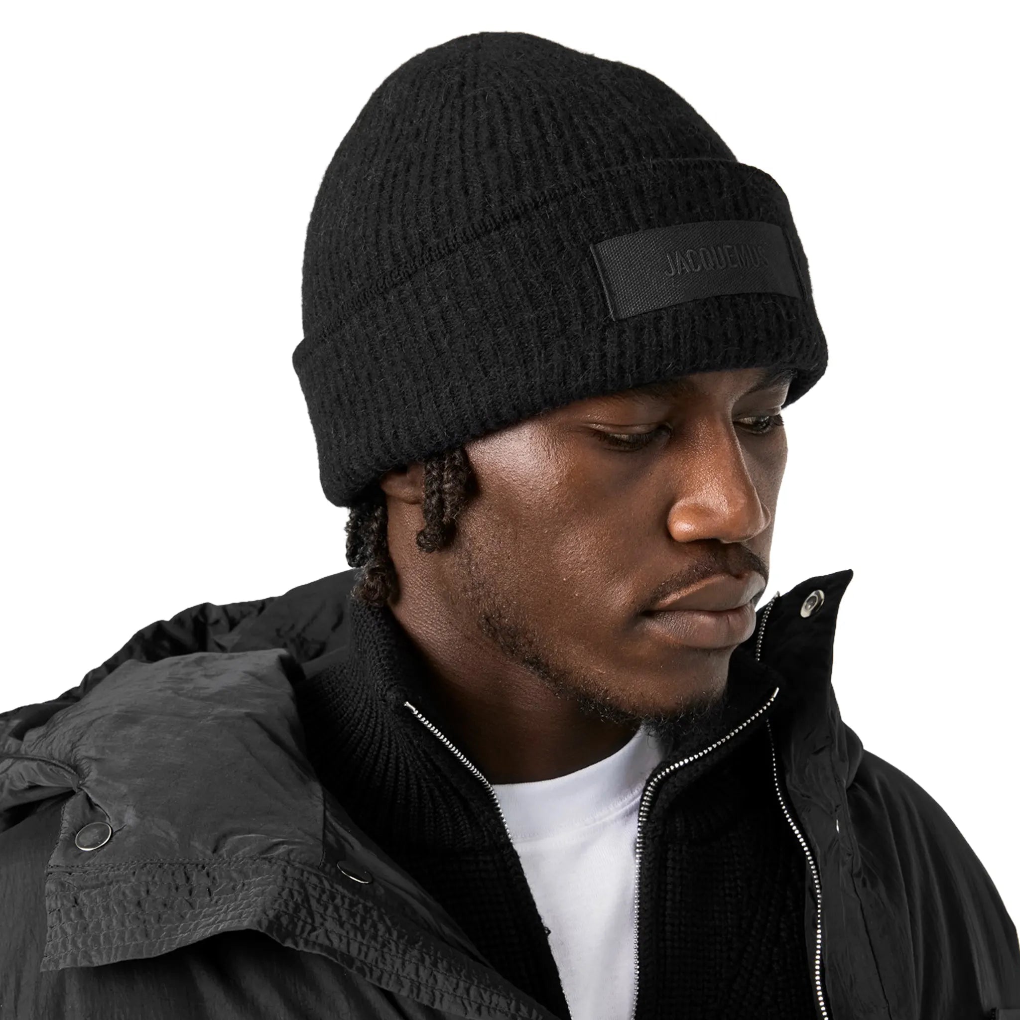 Jacquemus La Croisiere Grosgrain logo Black Beanie