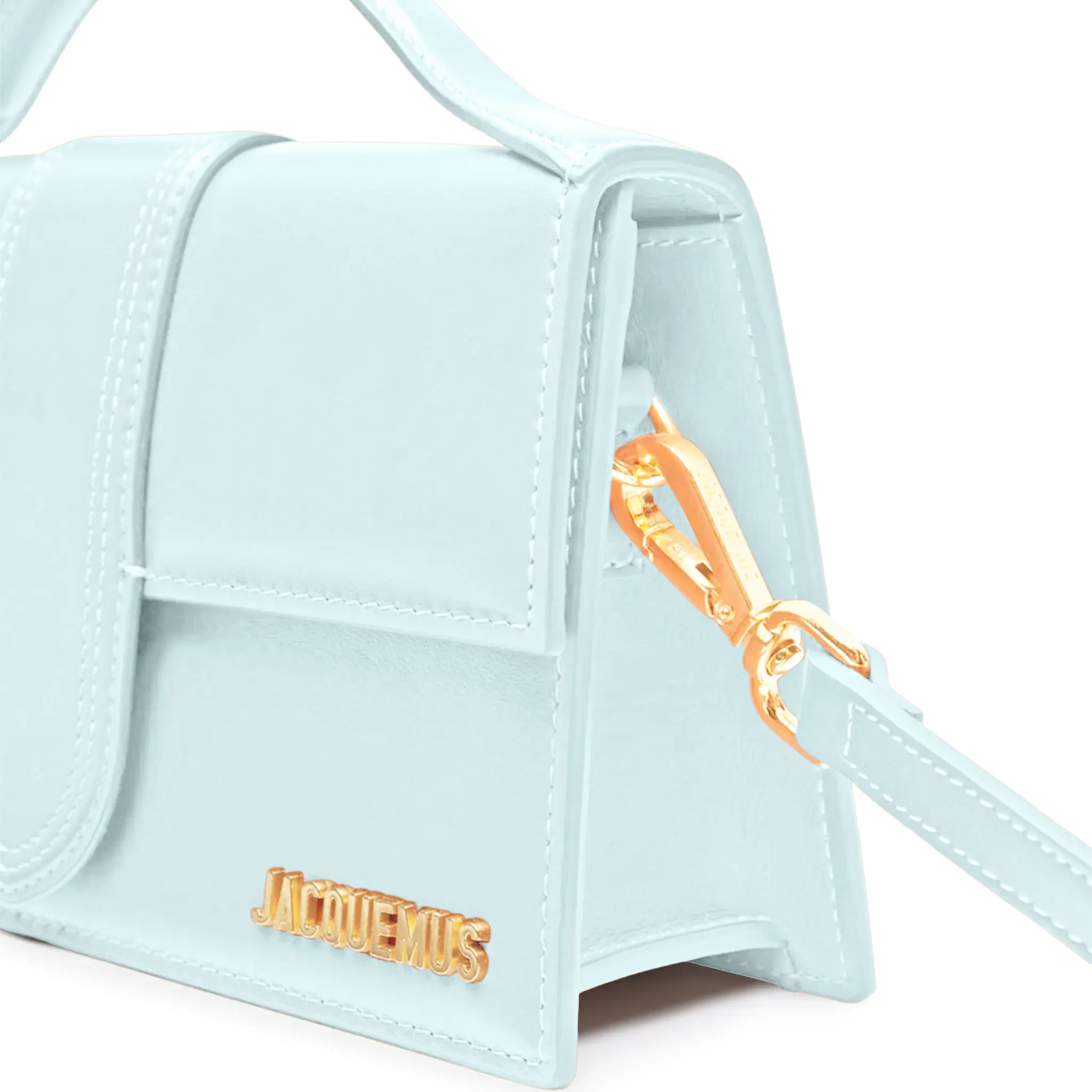 Front Side View of Jacquemus Large Bambino Baby Blue Crossbody Bag 213BA007-3100-560