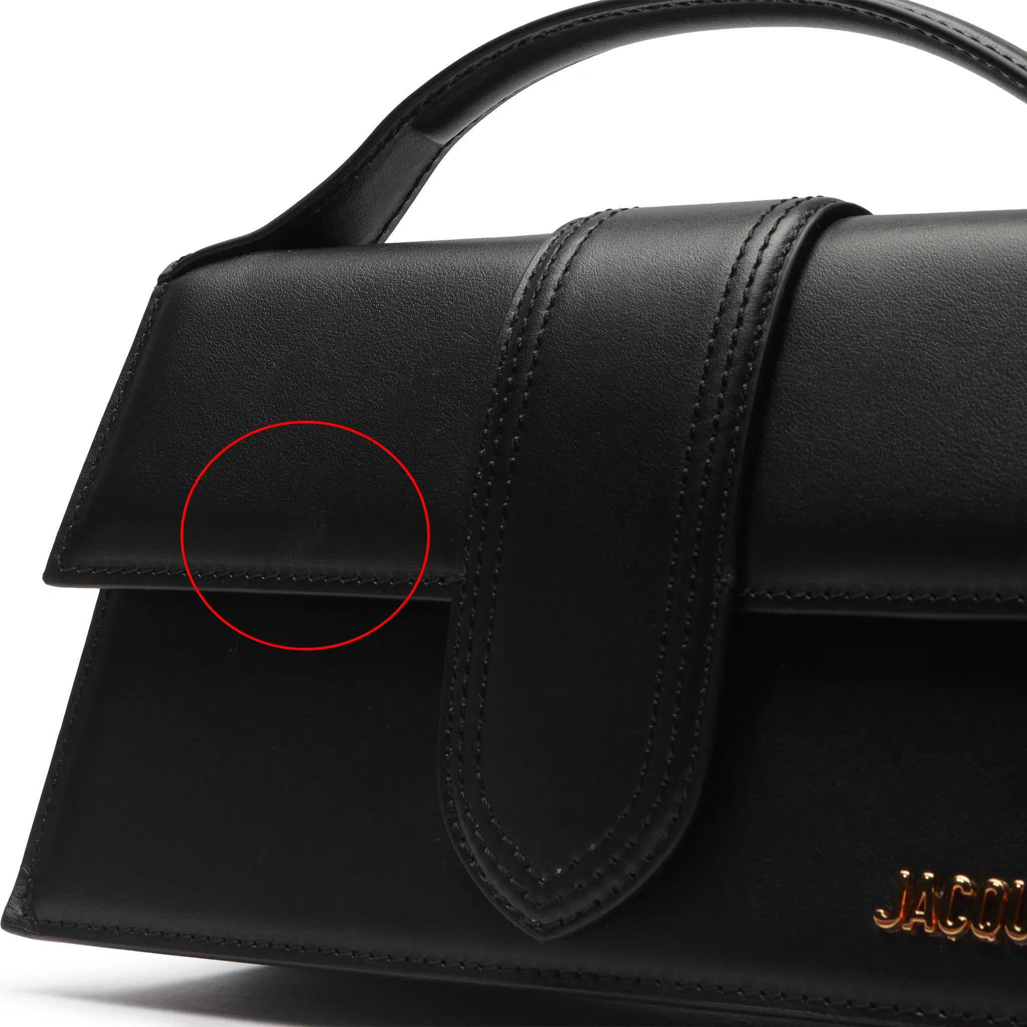 Detailed View of Jacquemus Large Bambino Black Crossbody Bag (Minor Dents)