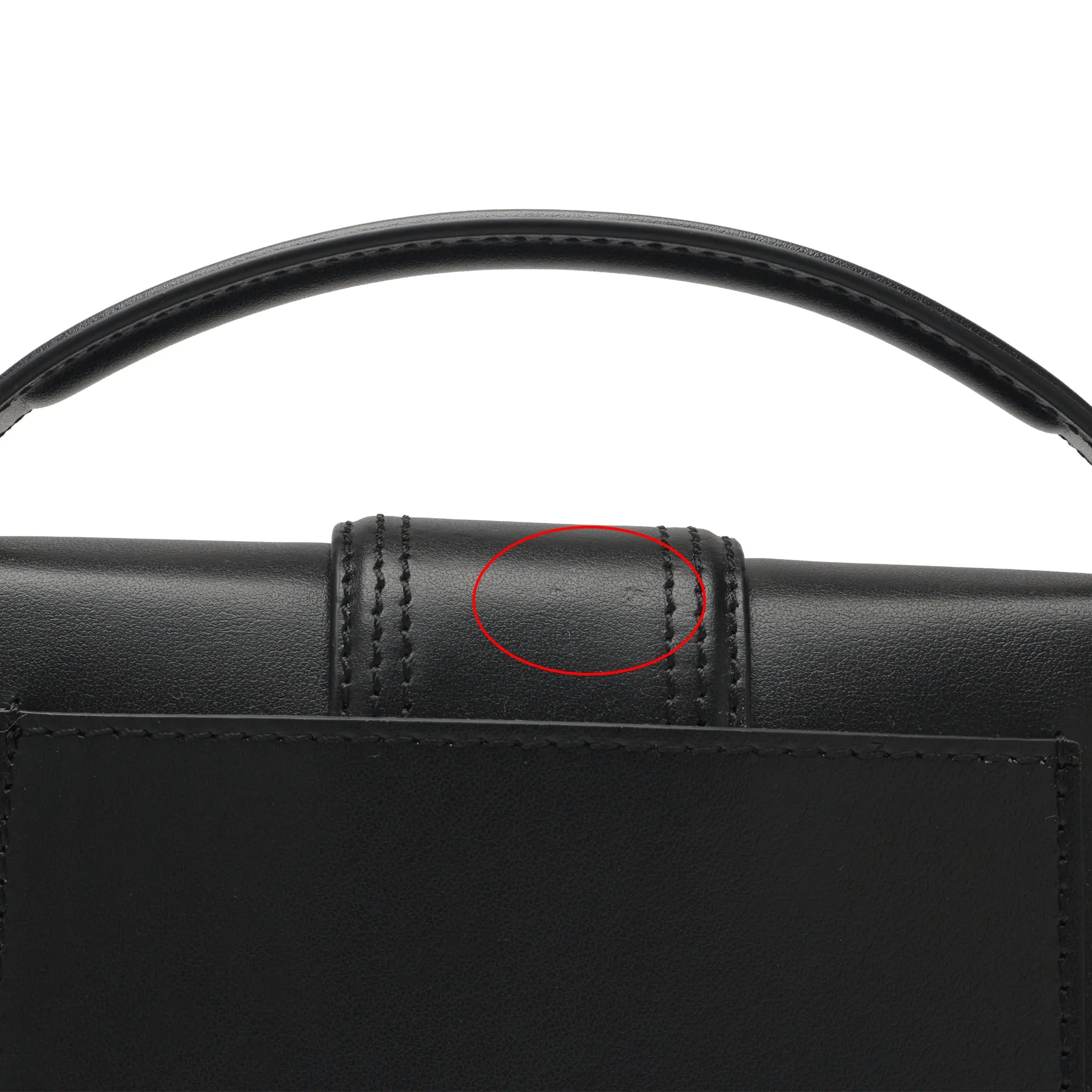 Back Detailed View of Jacquemus Large Bambino Black Crossbody Bag (Minor Dents)