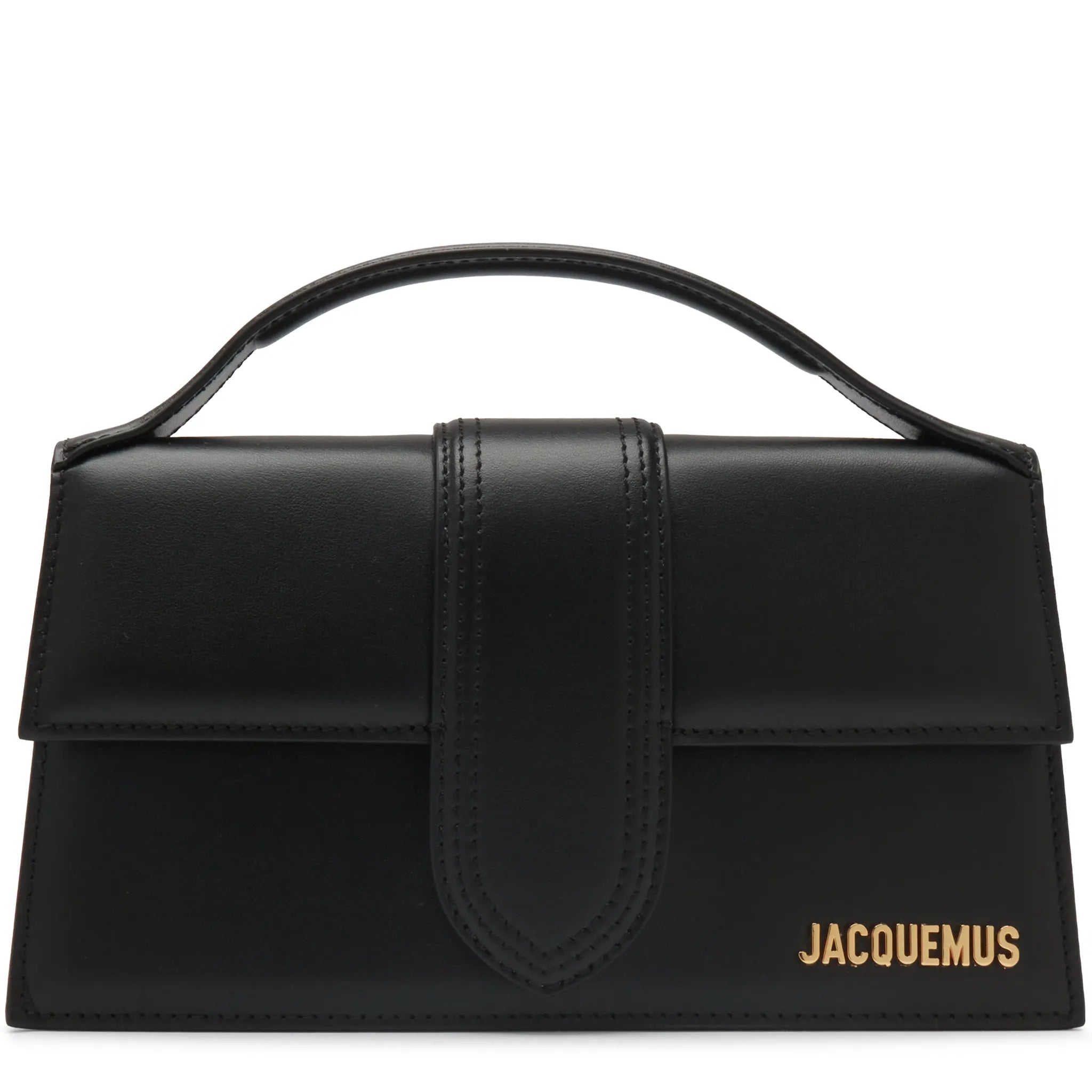 Front View of Jacquemus Large Bambino Black Crossbody Bag (Minor Dents)