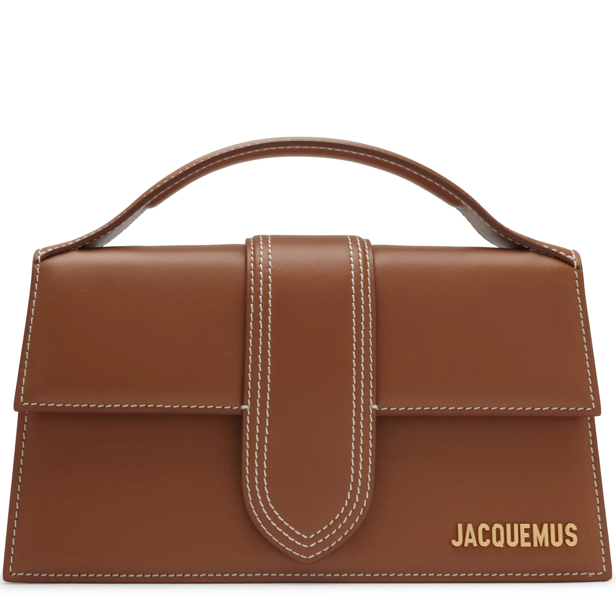 Front View of Jacquemus Large Bambino Light Brown Crossbody Bag (Minor Dents) BAW00007AC01C04811