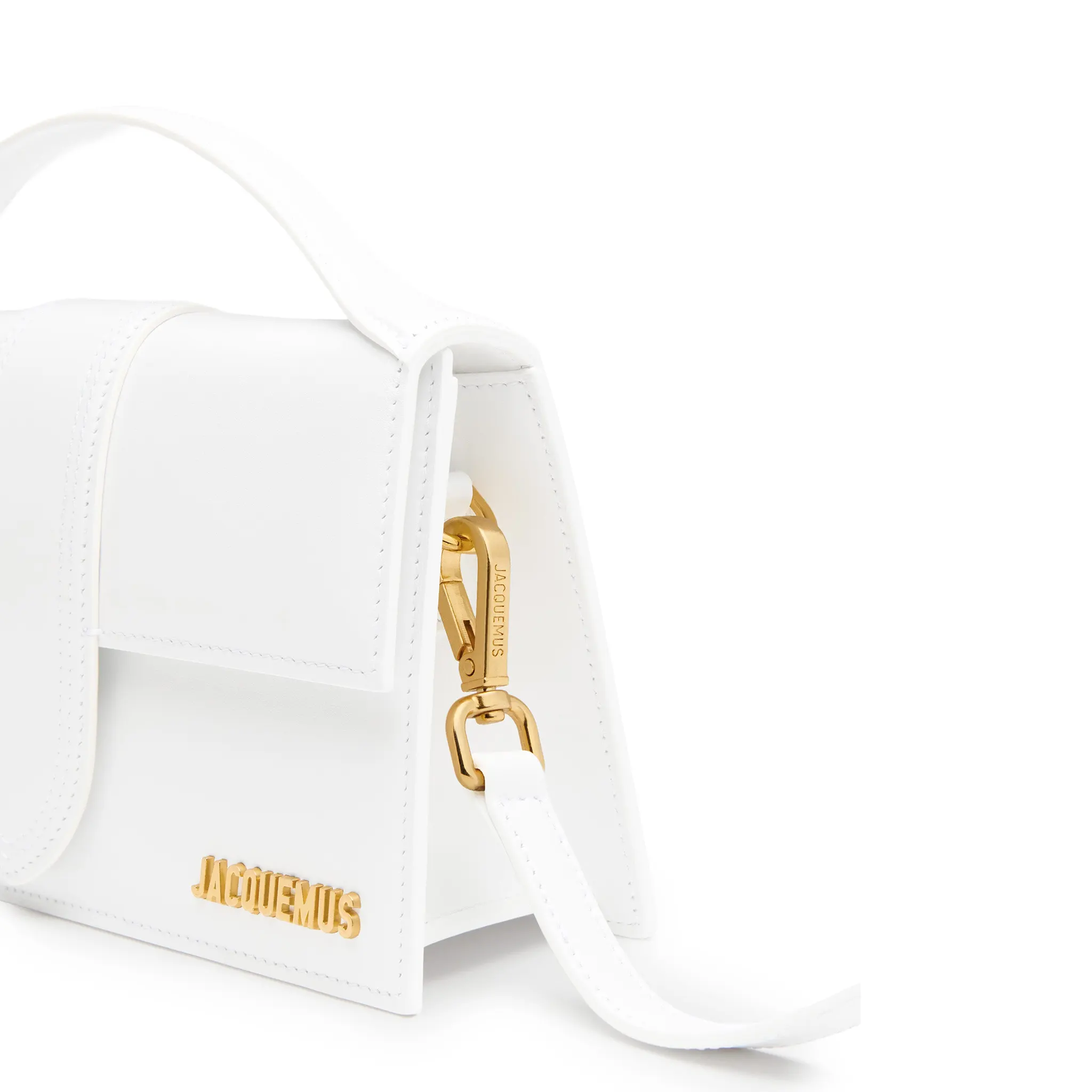 Front Side View of Jacquemus Large Bambino White Crossbody Bag BAW00007BC01C01100