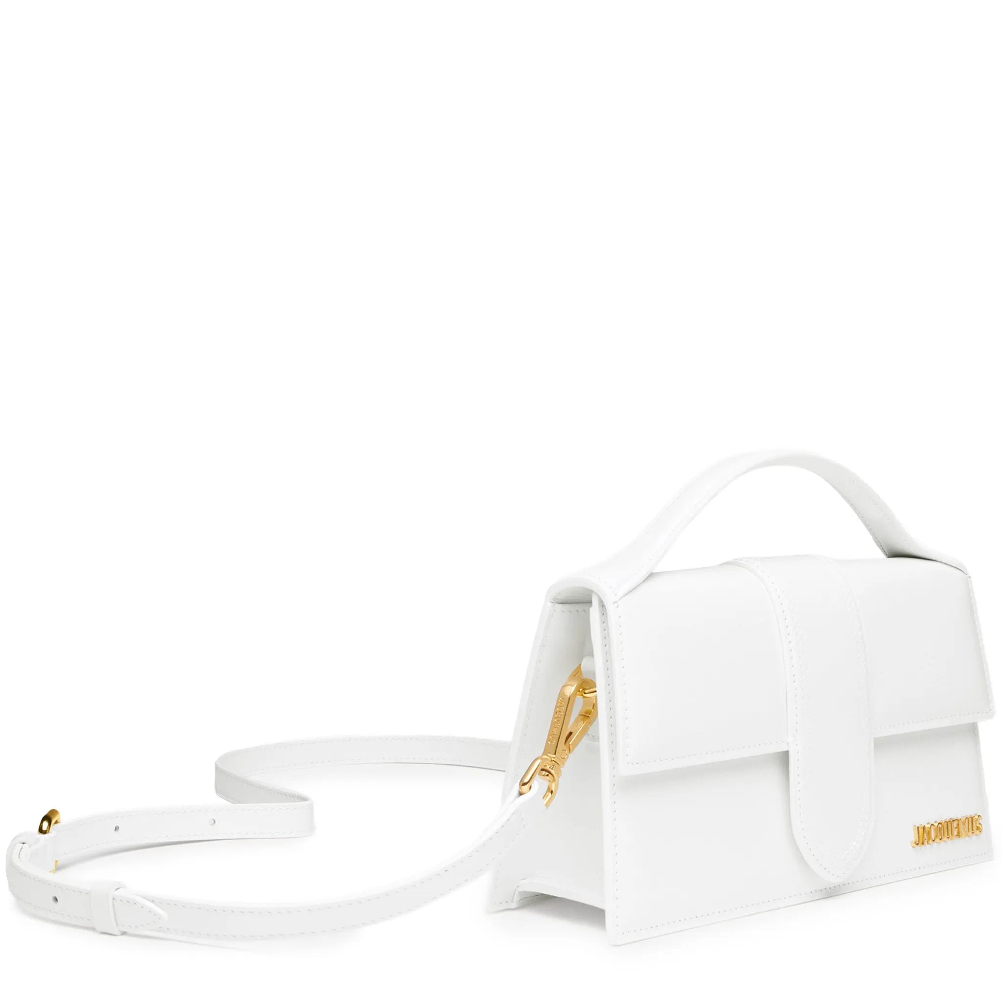 Front Side View of Jacquemus Large Bambino White Crossbody Bag BAW00007BC01C01100