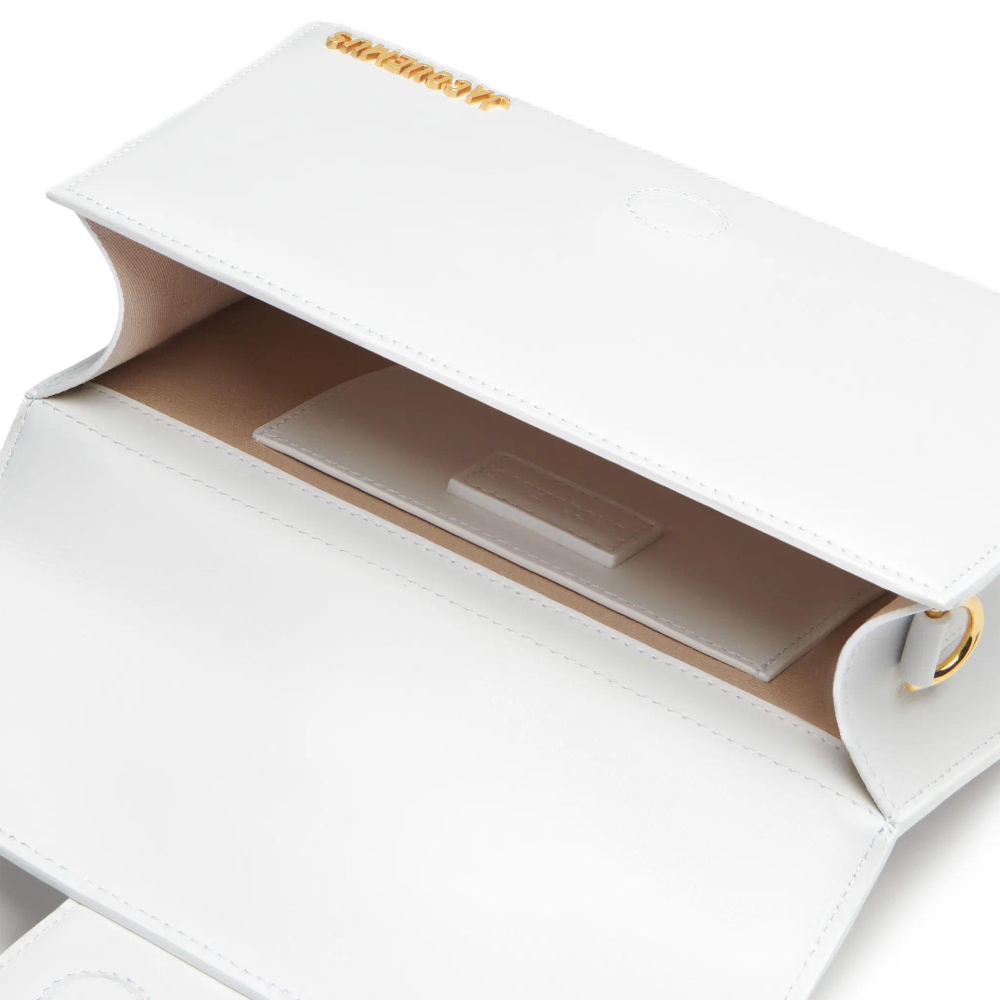 Inside View of Jacquemus Large Bambino White Crossbody Bag BAW00007BC01C01100