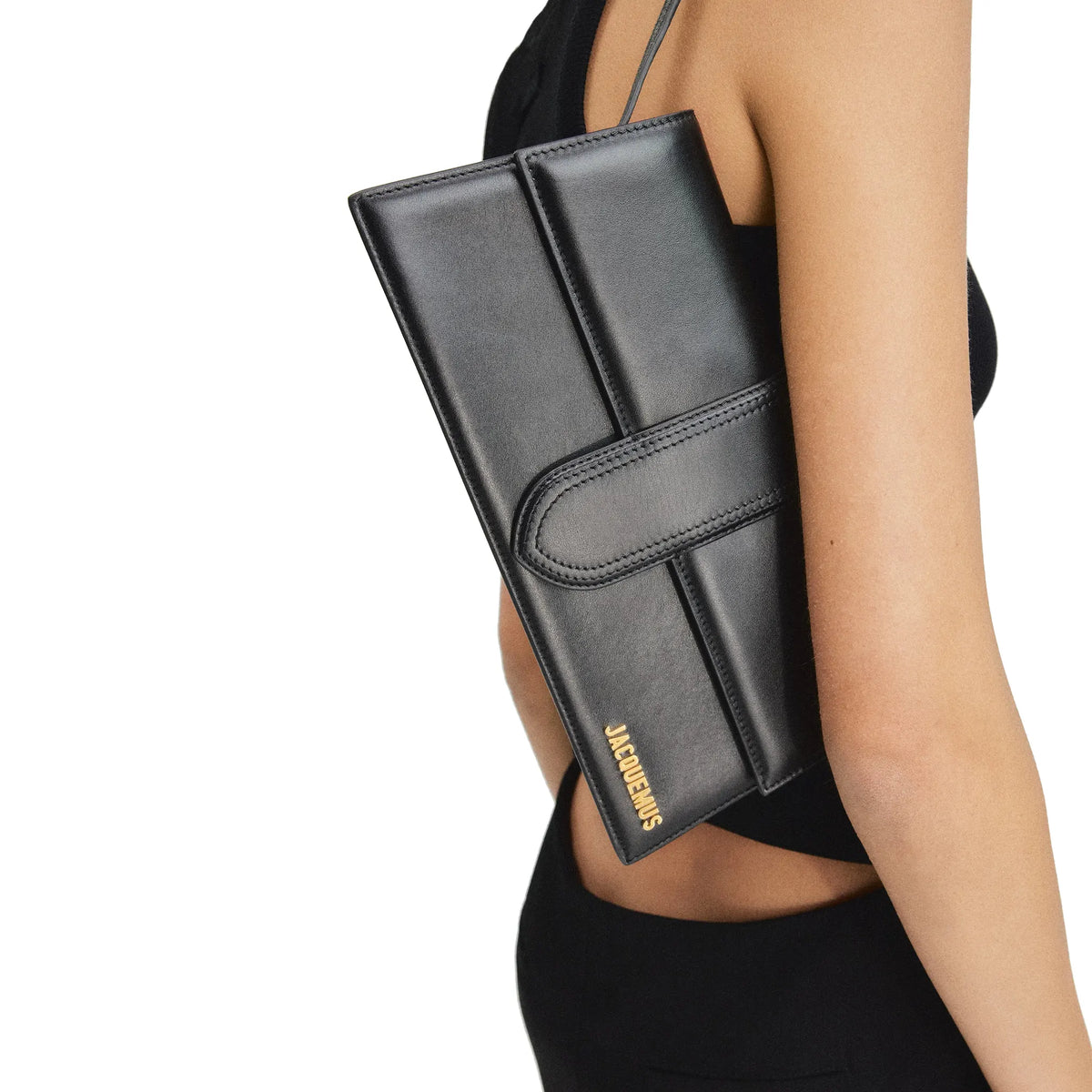 Jacquemus Le Bambino Long Flap Black Shoulder Bag | 221BA013 Jacquemus Le Bambino Long Flap Black Shoulder Bag | 221BA013