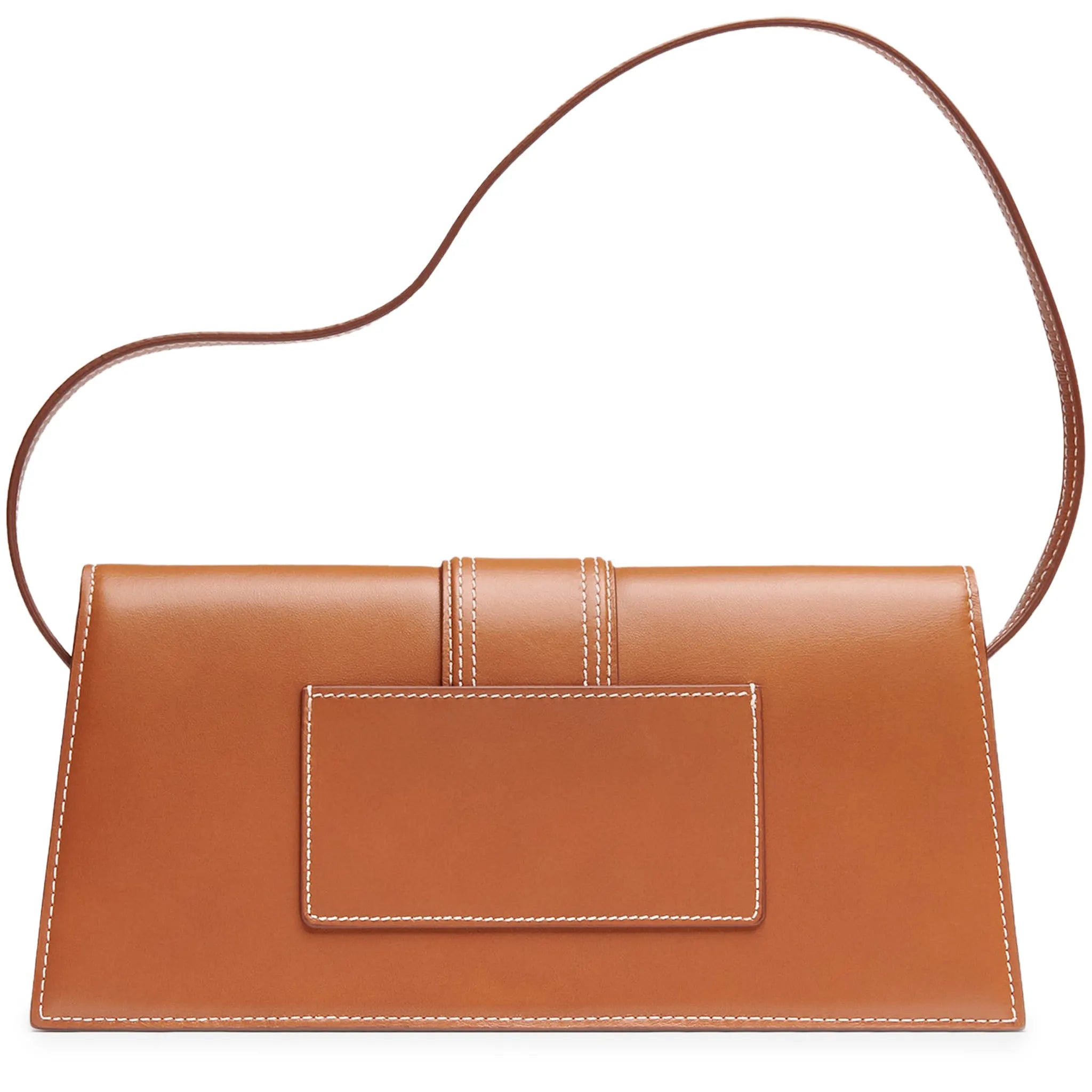 Back View of Jacquemus Le Bambino Long Flap Dark Beige Shoulder Bag BAW00013AC01C04811
