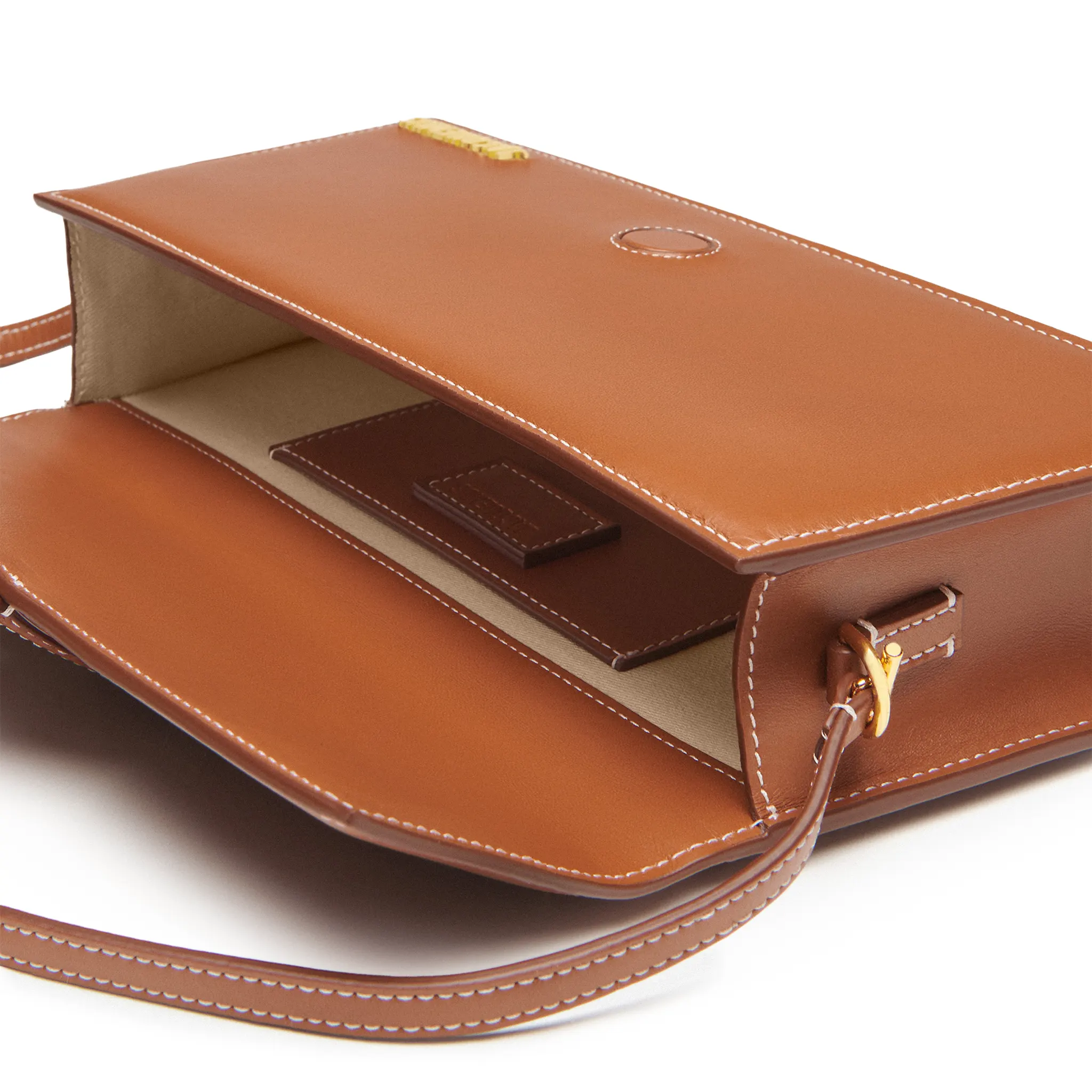 Inside View of Jacquemus Le Bambino Long Flap Light Brown Shoulder Bag BAW00013AC01C04811