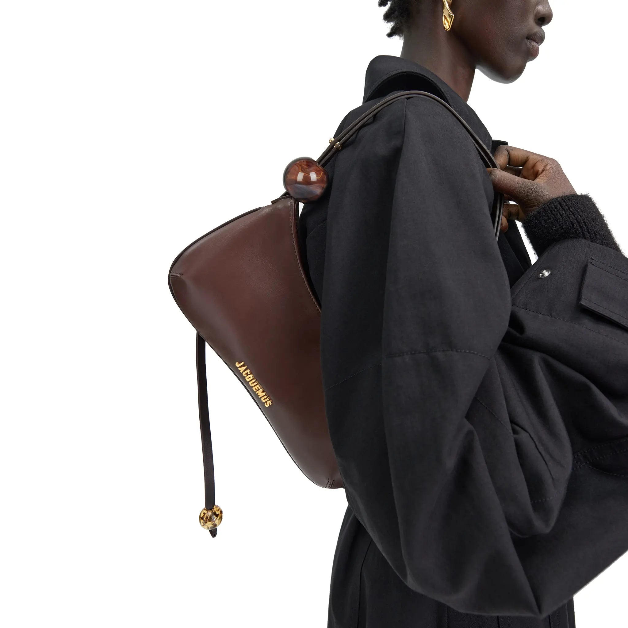 Detail view of Jacquemus Le Bisou Perle Medium Brown Shoulder Bag 231BA057-3000-855