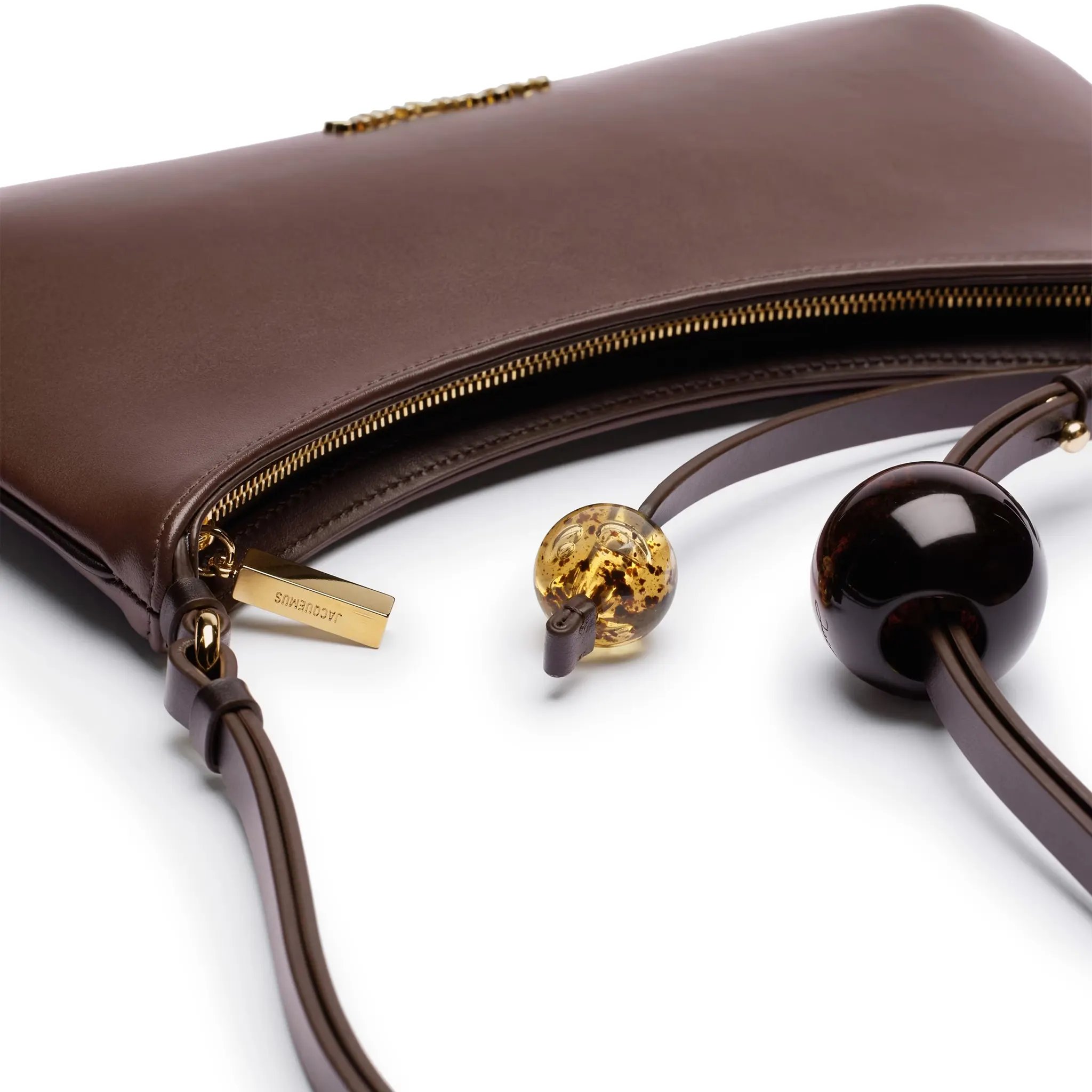 Zip view of Jacquemus Le Bisou Perle Medium Brown Shoulder Bag 231BA057-3000-855