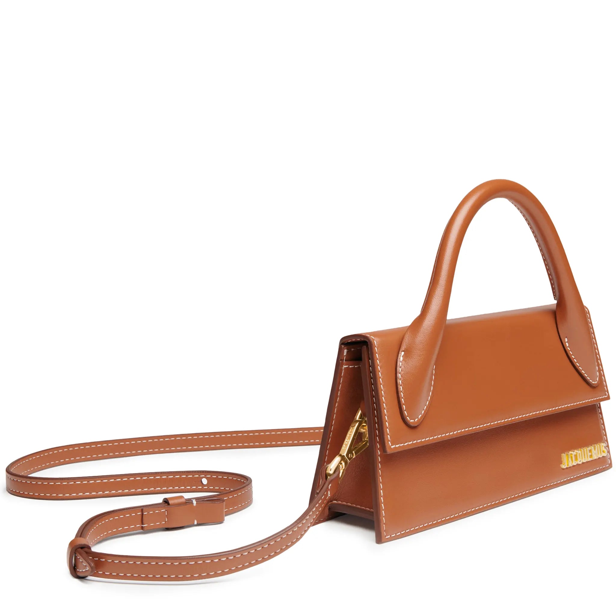 Front Side View of Jacquemus Long Chiquito Signature Light Brown Handbag BAW00004AC01C04811