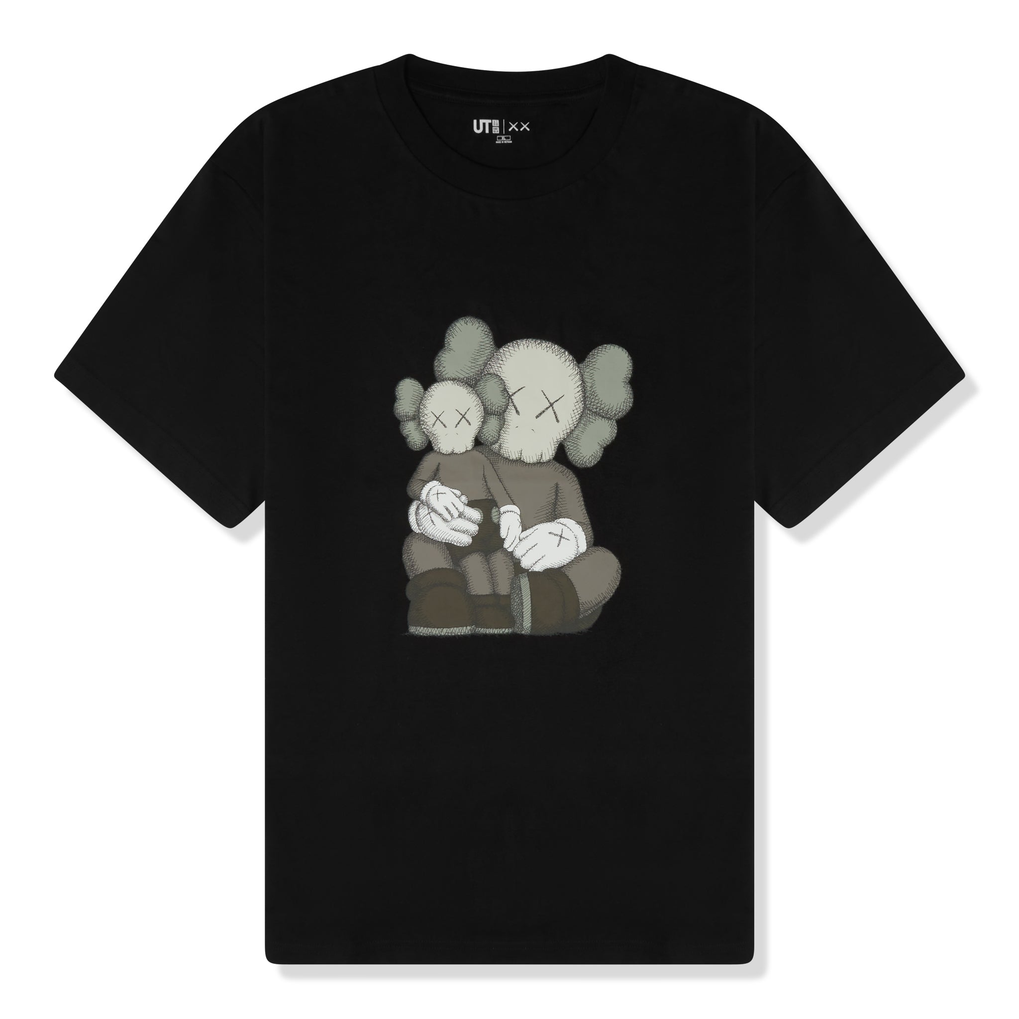 Front view of Kaws x Uniqlo UT Graphic Black T Shirt 467775