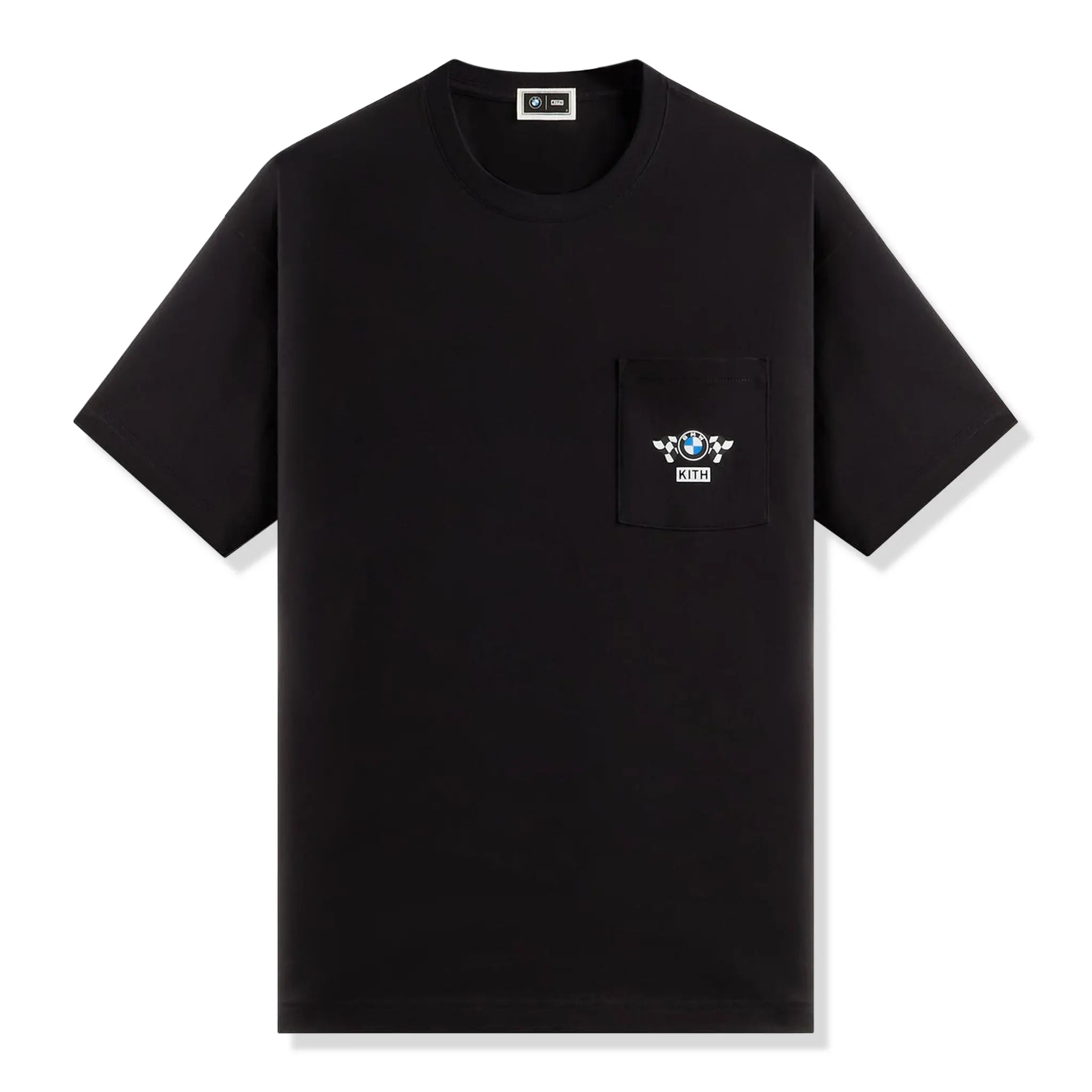 Front View of Kith For BMW M1 Schematic Pocket Black T-Shirt