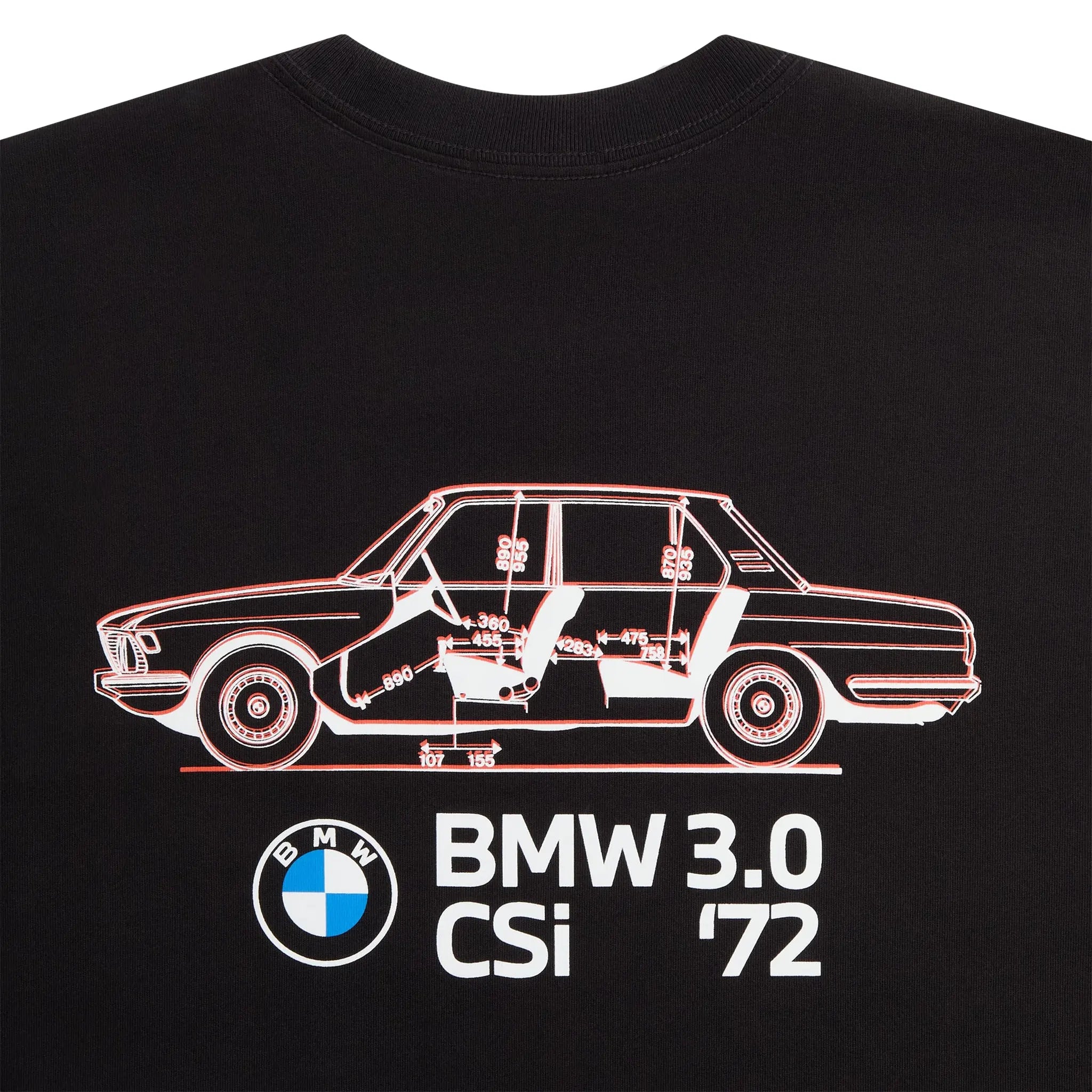 Detailed Back View of Kith For BMW M3 Csi 3.0 Schematic Pocket Black T-Shirt