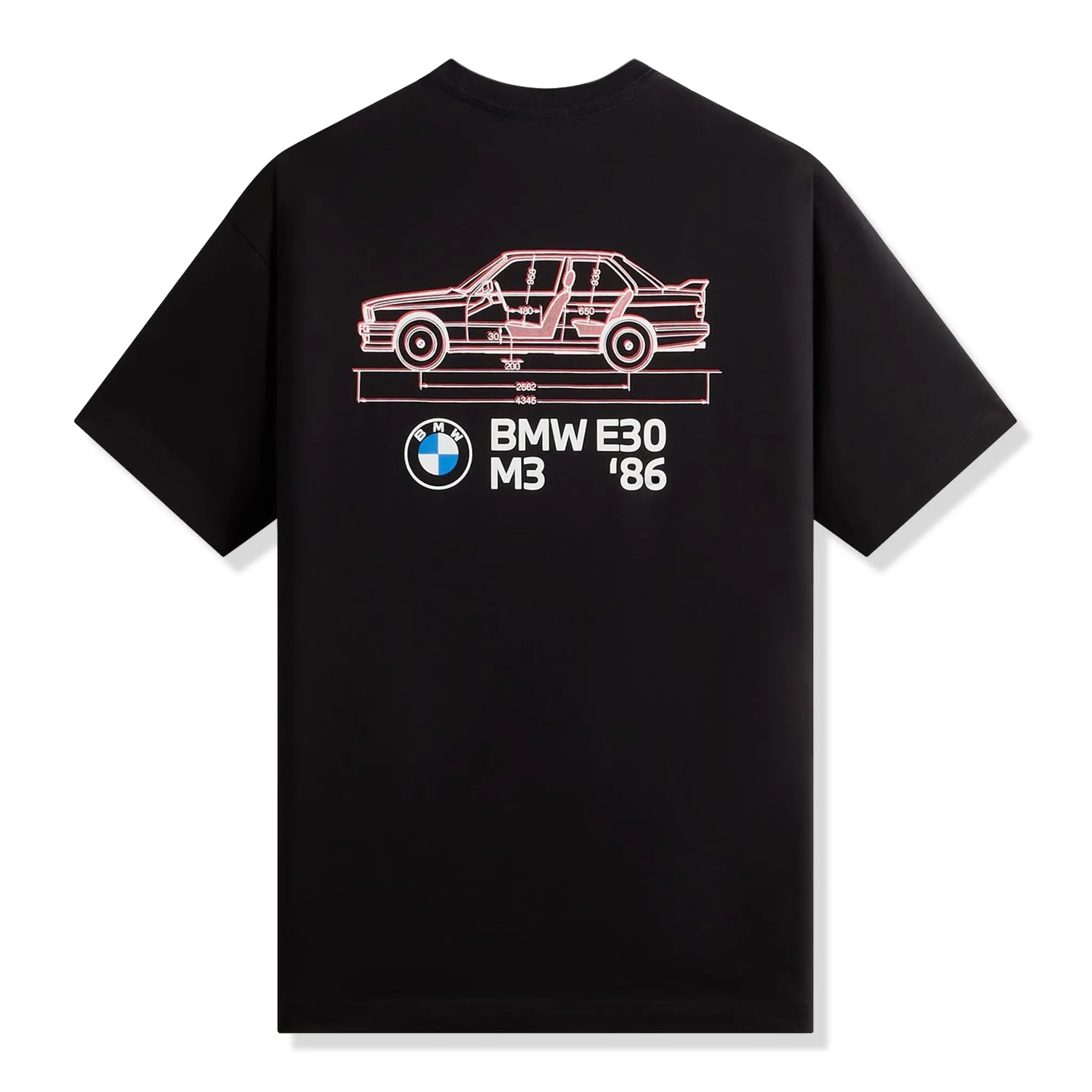 Back View of Kith For BMW M3 Schematic Pocket Black T-Shirt KHMG0030038-001