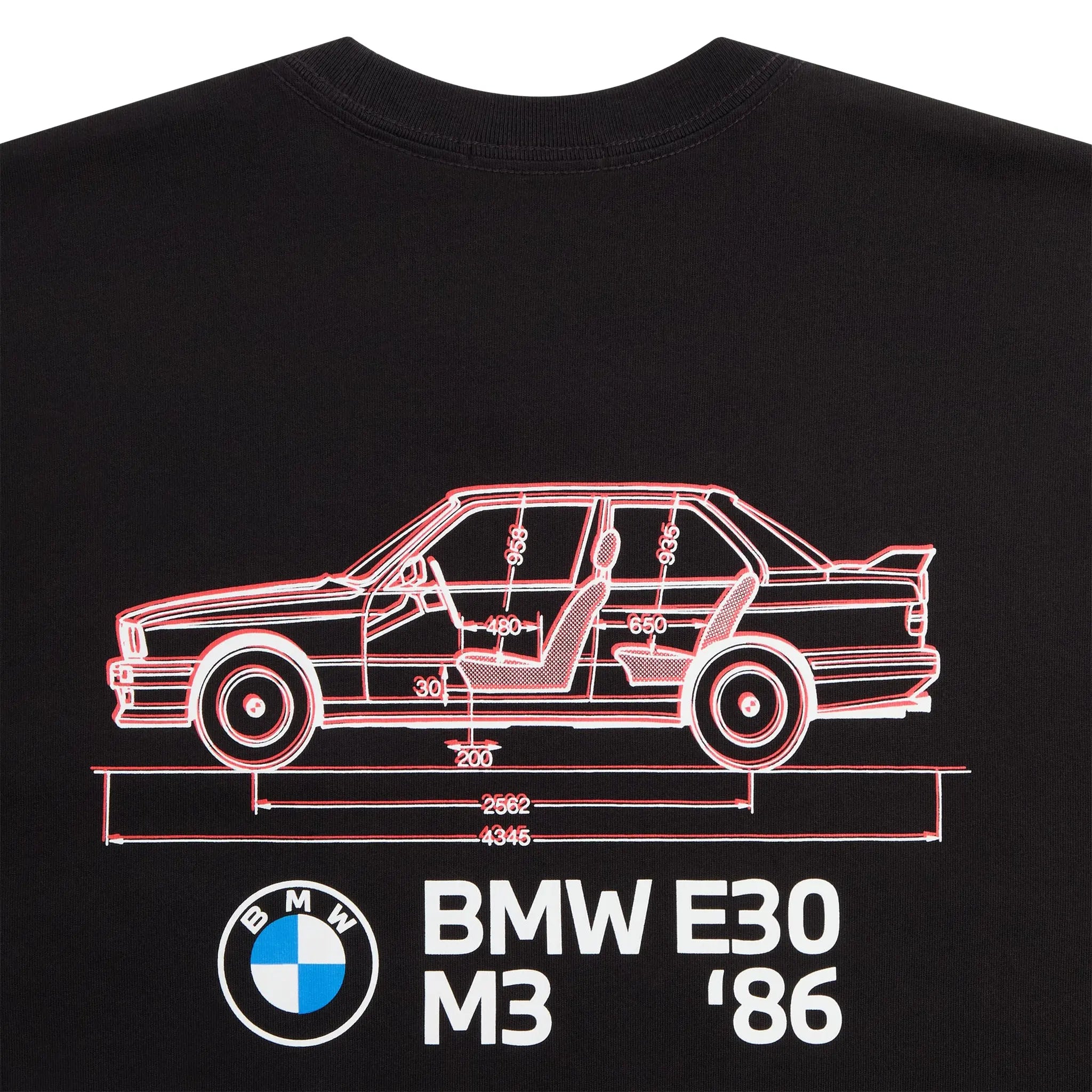 Detailed Back View of Kith For BMW M3 Schematic Pocket Black T-Shirt KHMG0030038-001