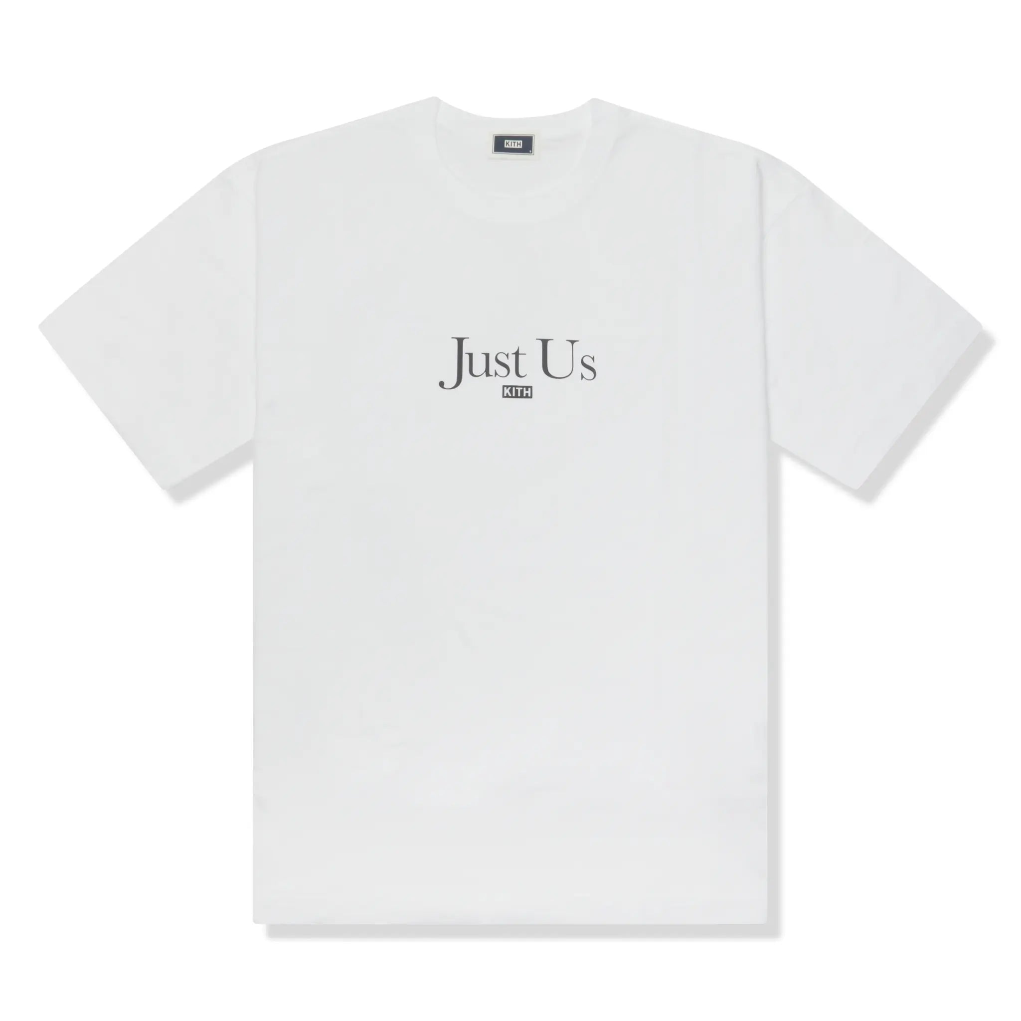 Front View of Kith Just Us Quote White T-Shirt KHMG030023-101