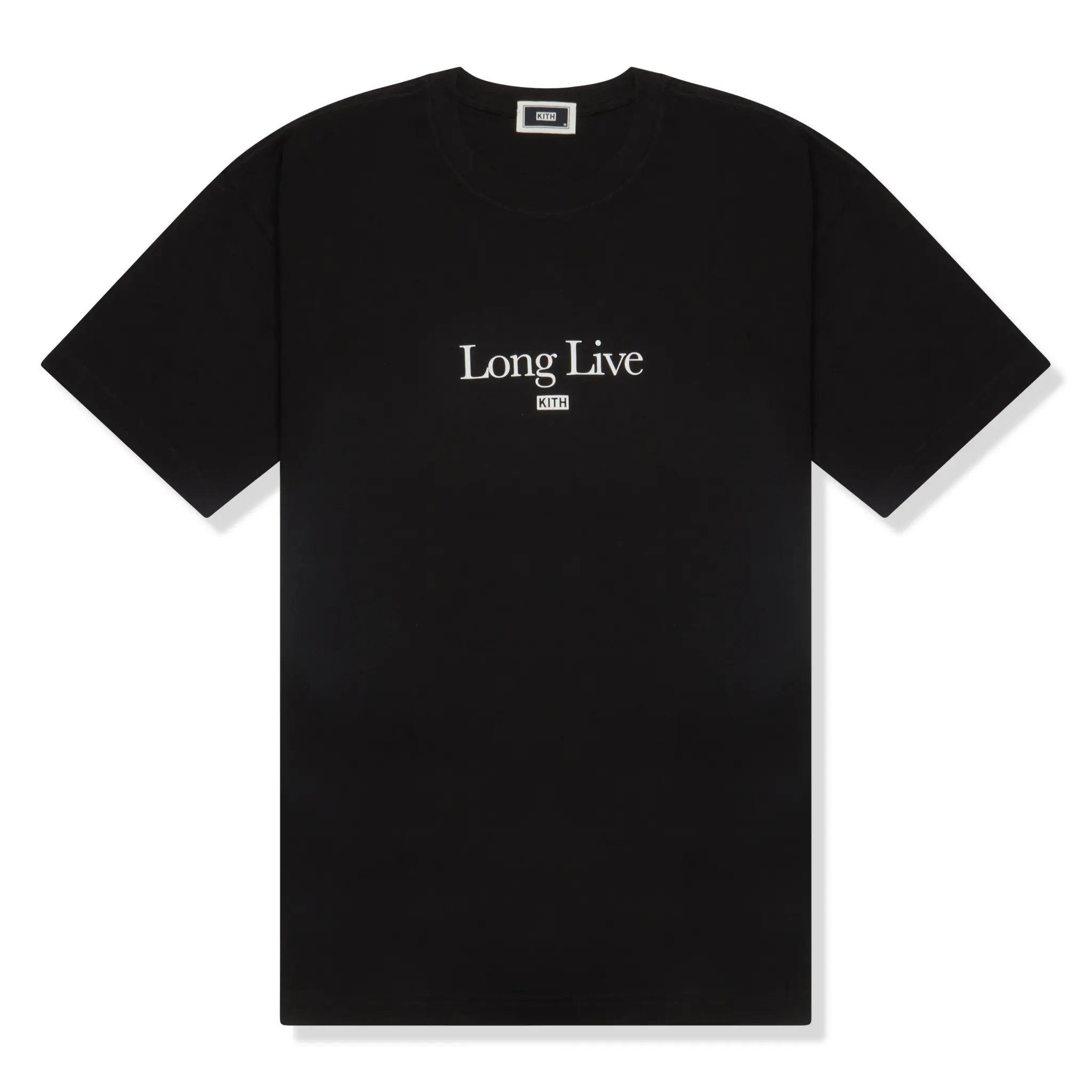 Front View of Kith Long Live Quote Black T-Shirt KHMG030022-001
