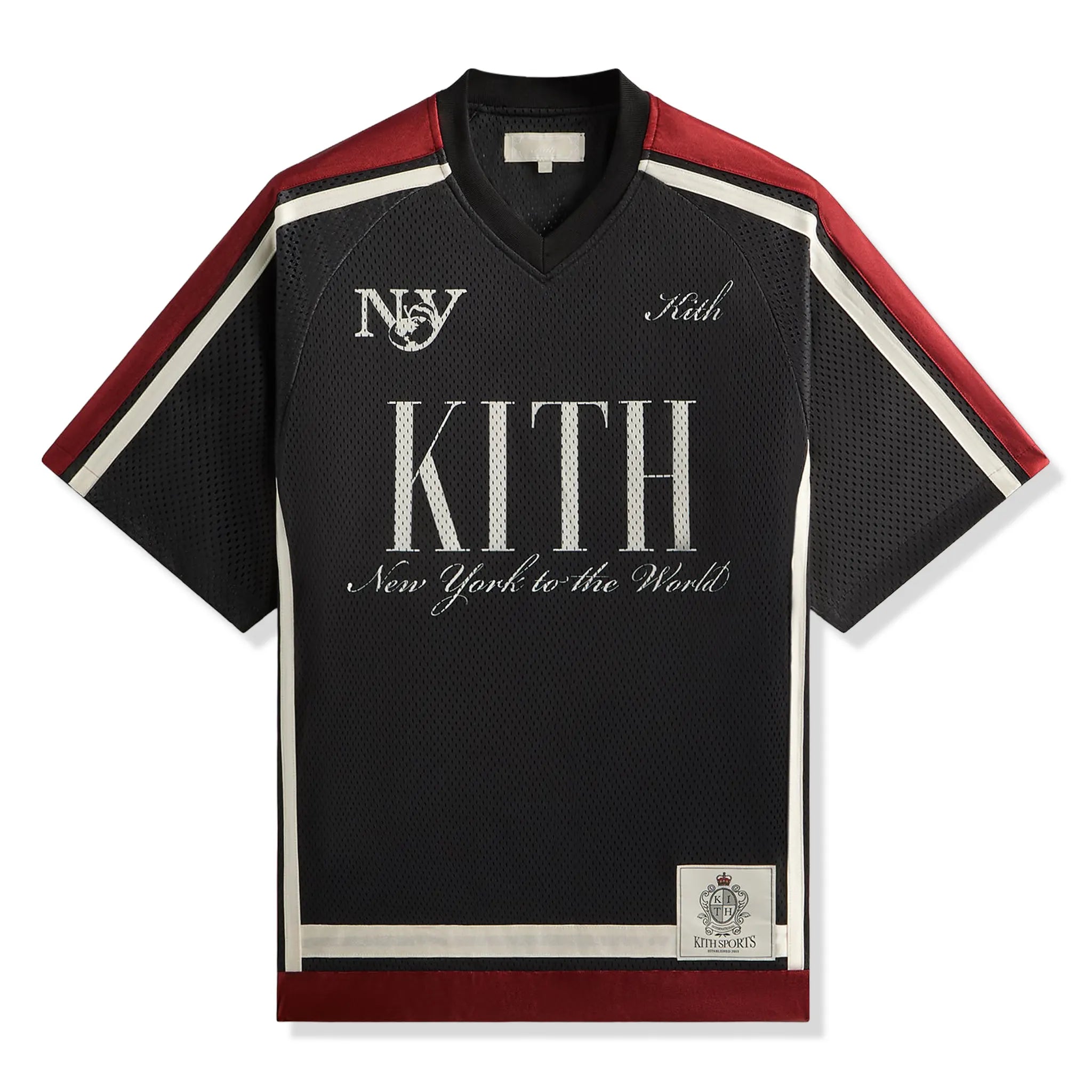 Front View of Kith Mesh Leon Black Jersey KHM032703