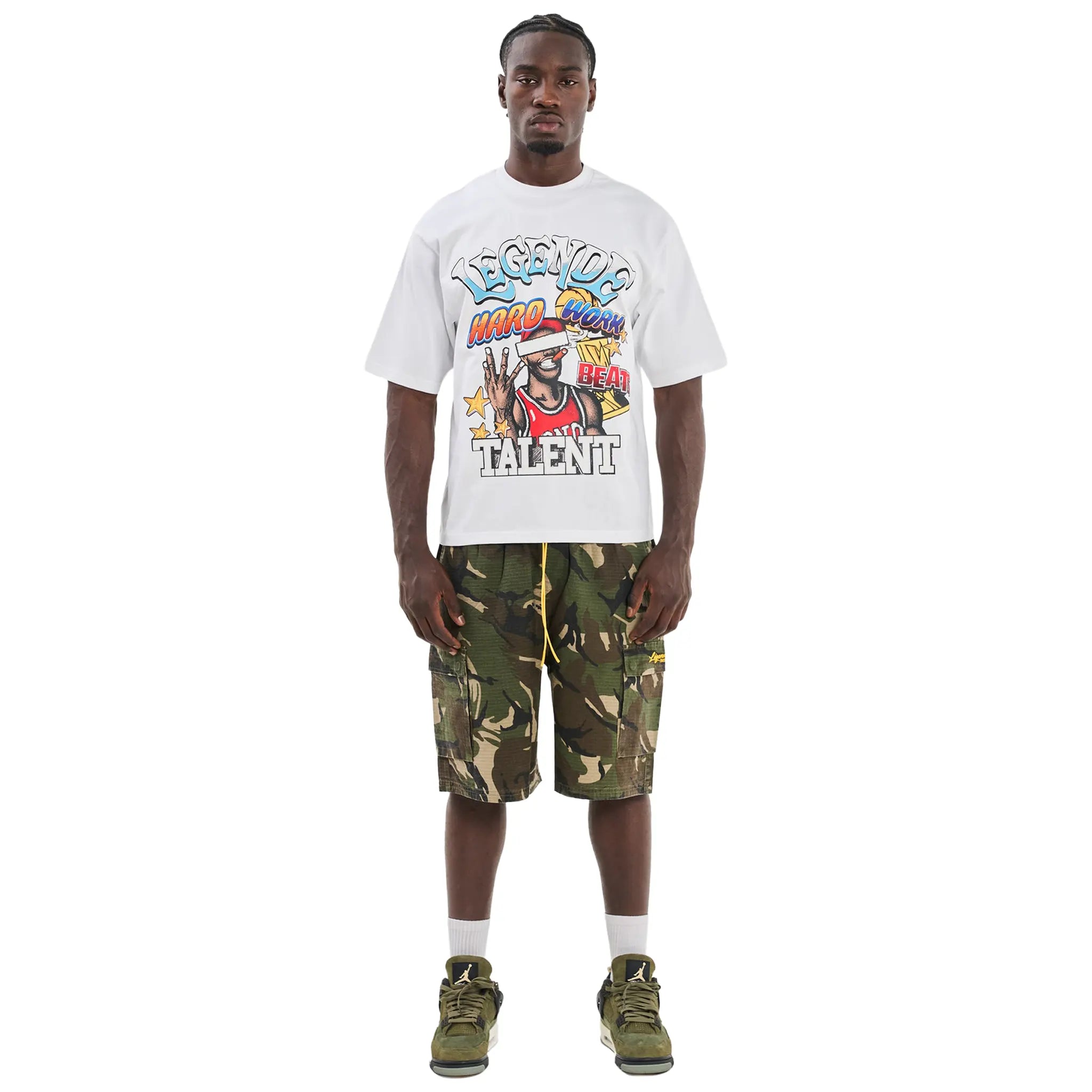 Front View of Legende Paris Camo Shorts