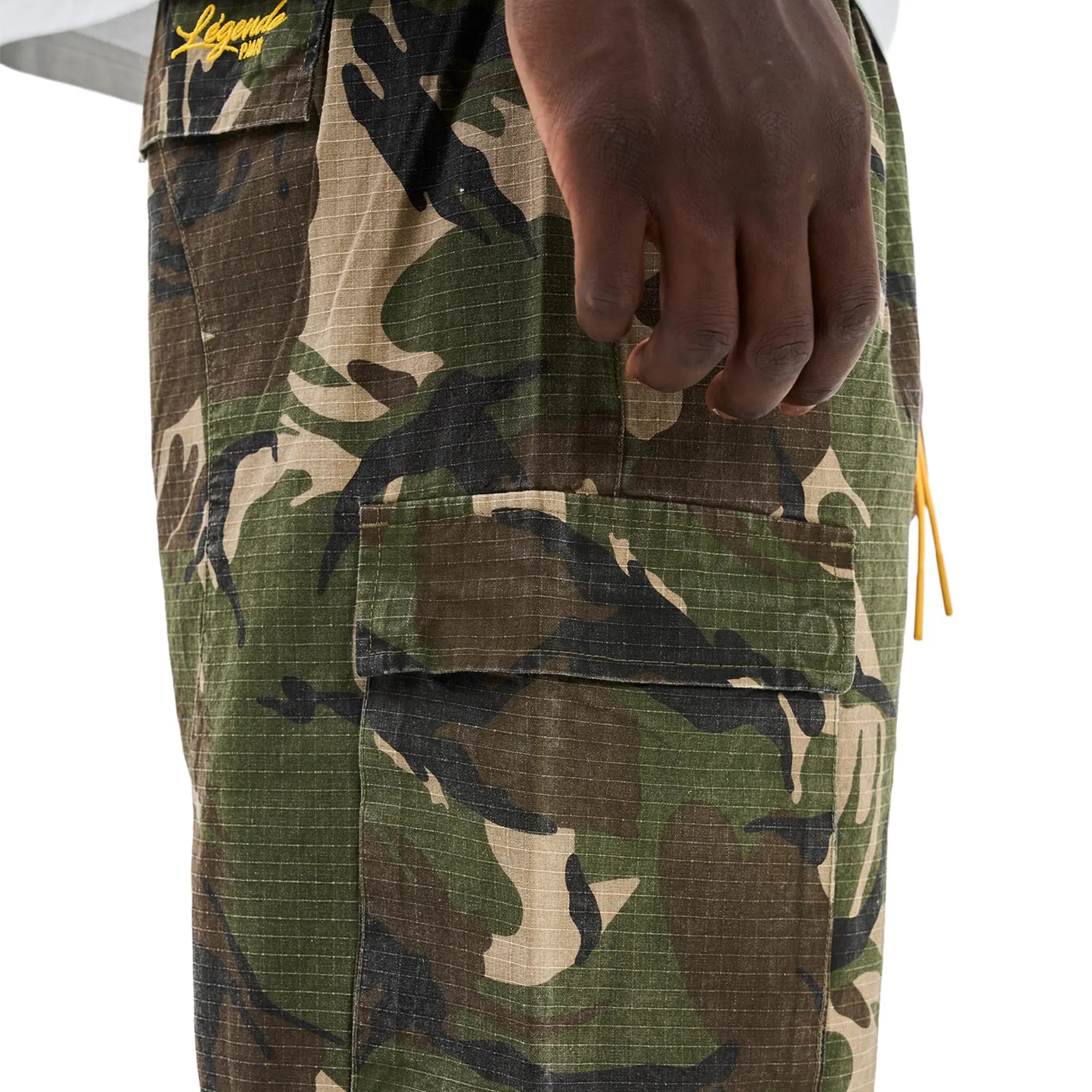Side View of Legende Paris Camo Shorts