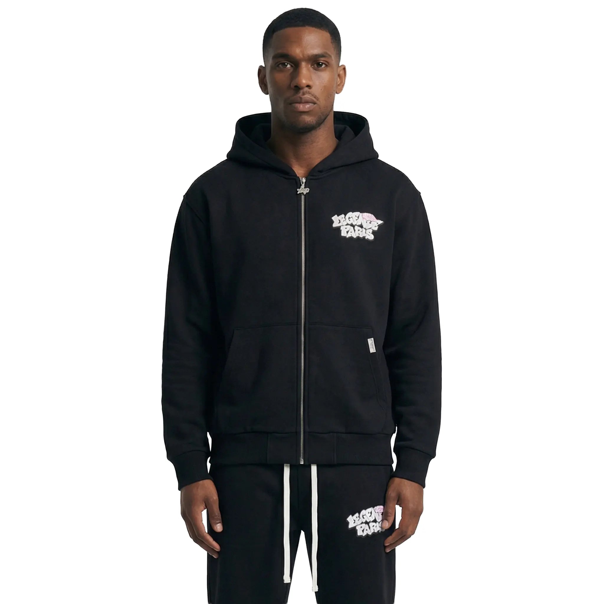 Front View of Légende Paris Cold World Black Hoodie