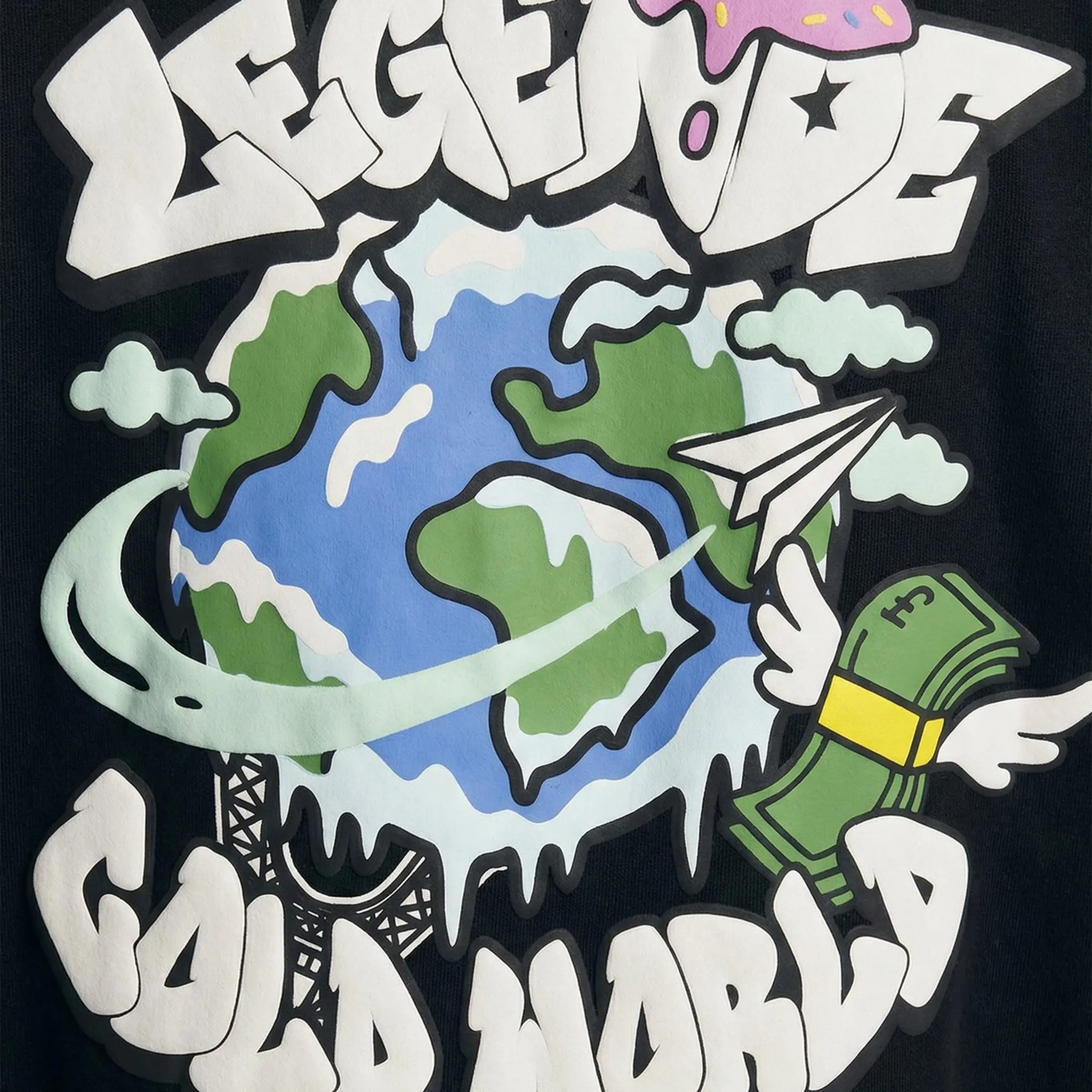 Detailed View of Légende Paris Cold World Black Hoodie