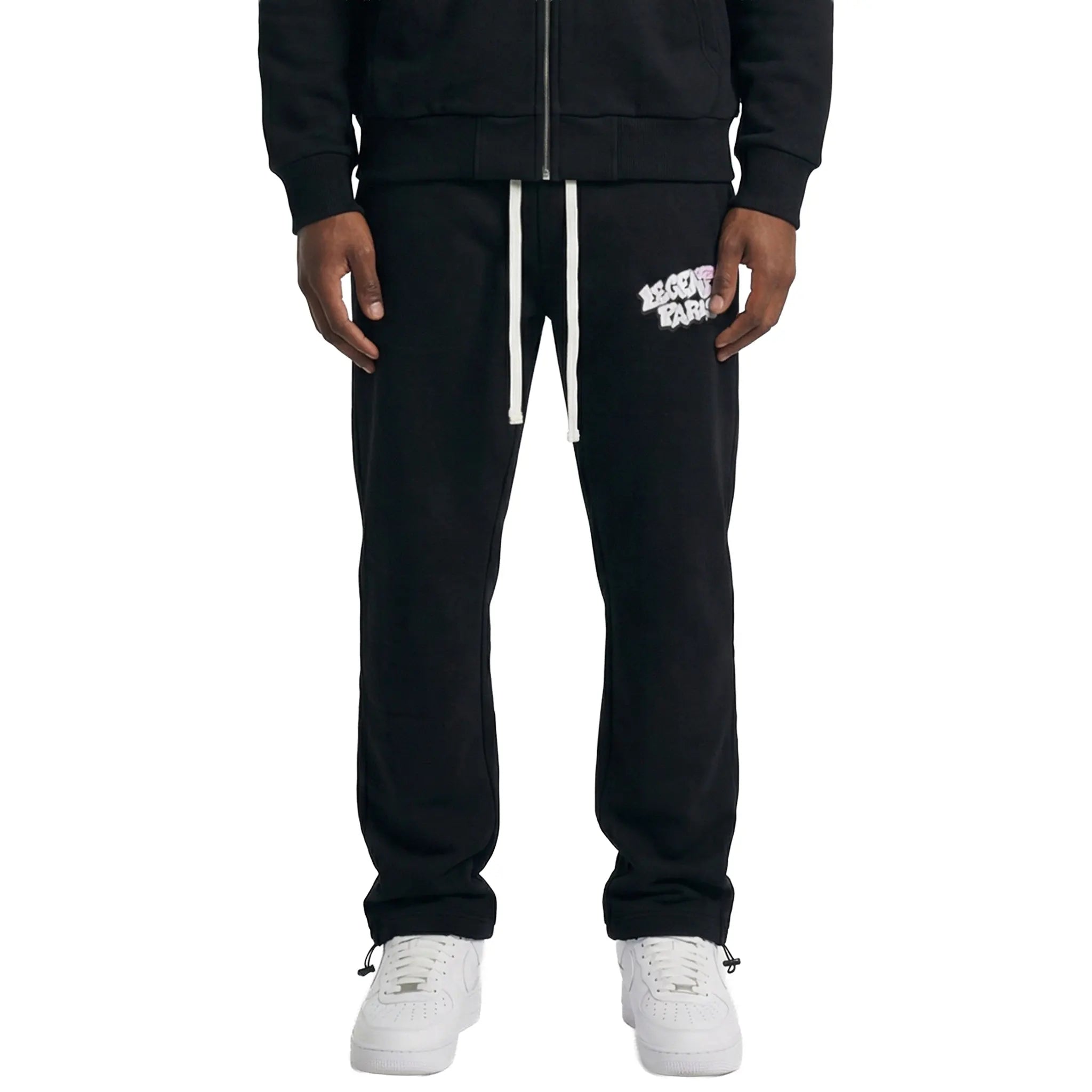 Front View of Légende Paris Cold World Black Sweatpants