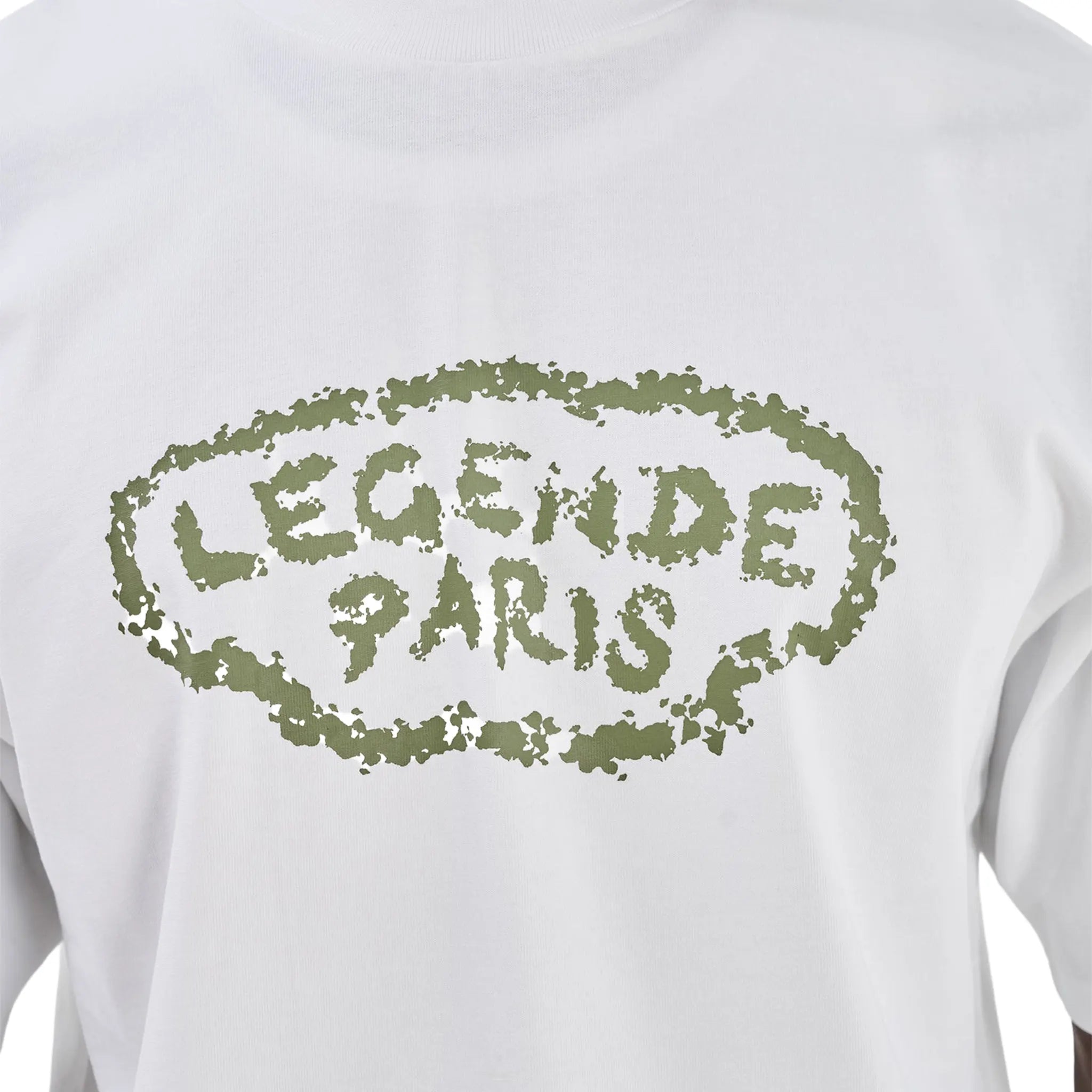 Detailed Front View of Legende Paris Expensive Pain White Khaki T-Shirt