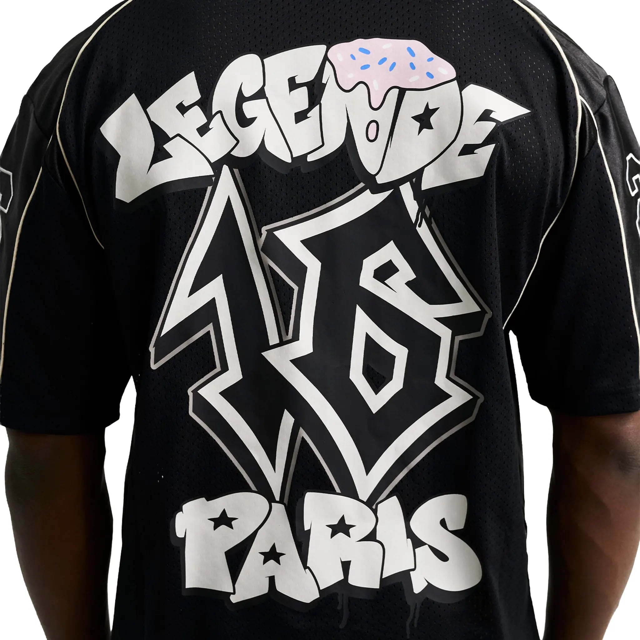 Back View of Légende Paris Graffiti Mesh Black Jersey