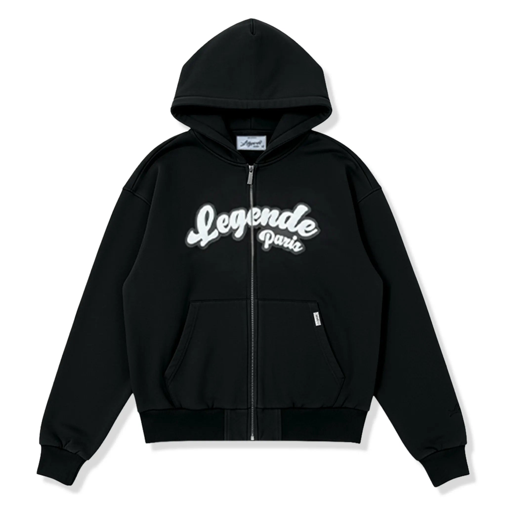 Front View of Légende Paris Gum Logo Black Zip-Up Hoodie LPHOD039