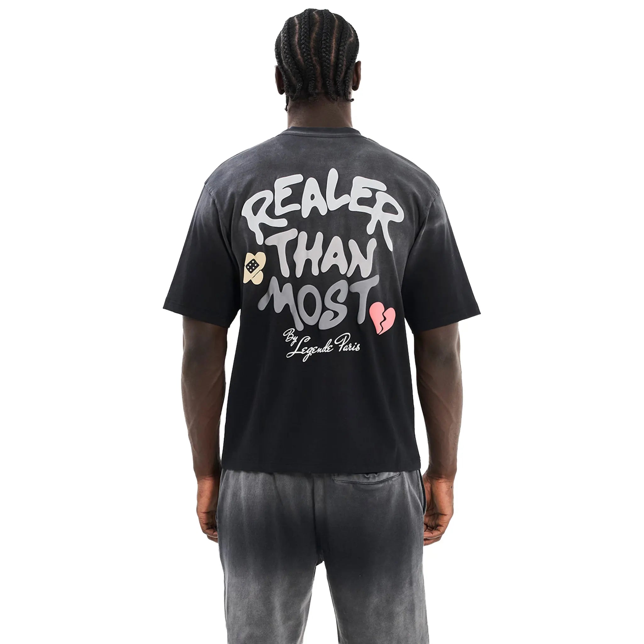 Back View of Legende Paris Realer Than Most Black T-Shirt