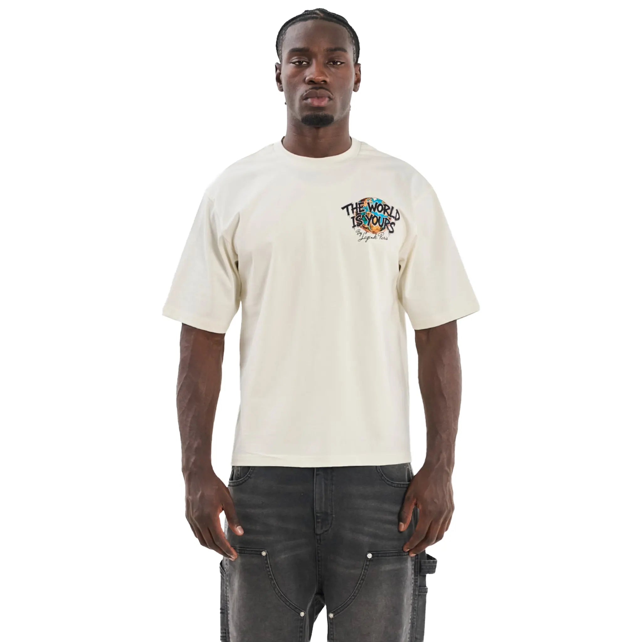 Front View of Legende Paris Twiy Statue Off White T-Shirt
