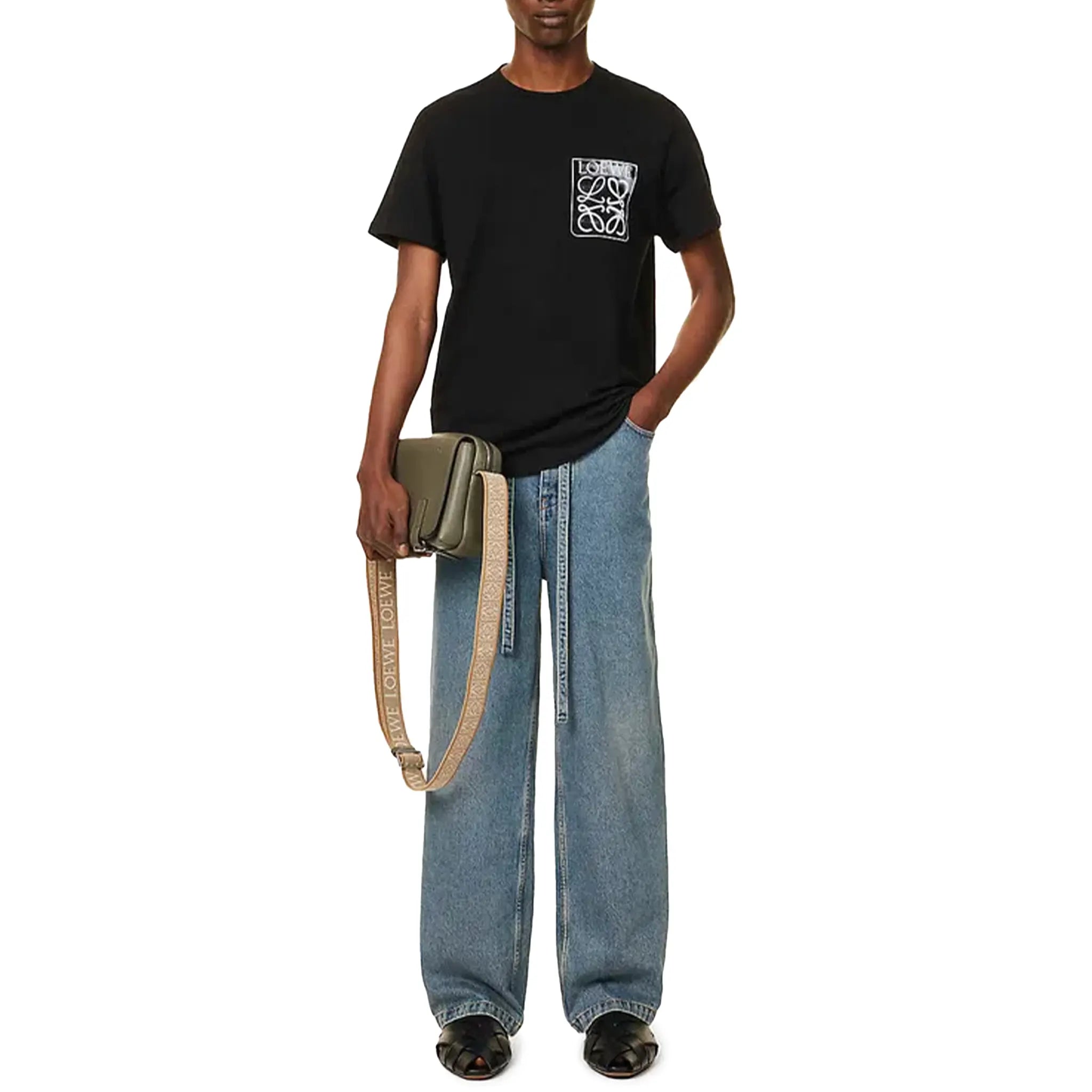 Full model view of Loewe Anagram Fake Pocket Black T Shirt H526Y22X25-1100 