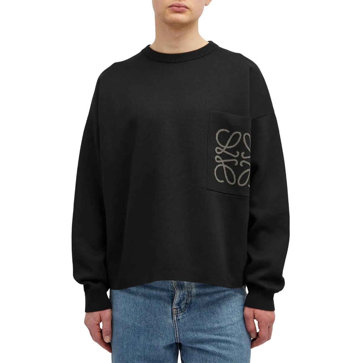 Loewe Anagram Pocket Cotton and Viscose Black Sweatshirt 