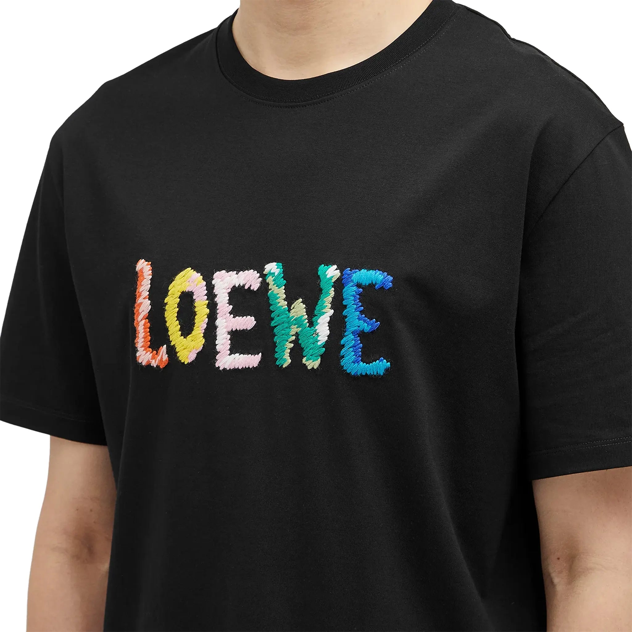 Logo View of Loewe Embroidered Black T Shirt H526Y22XBF-1100
