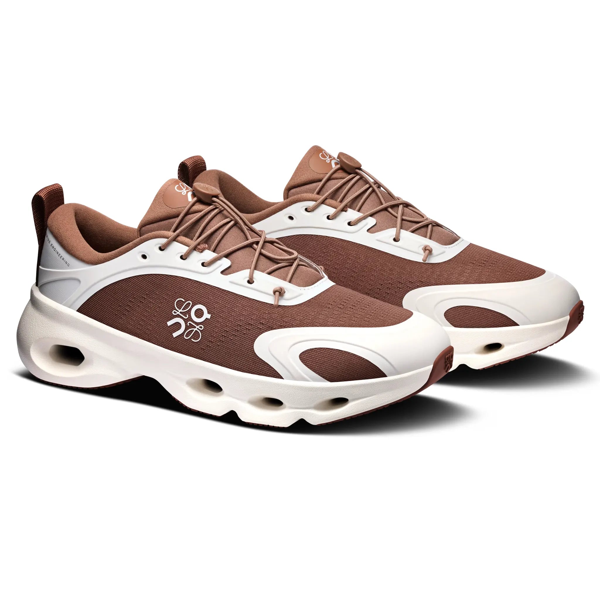 Front Side View of Loewe x On Running Cloudsolo Eggshell Taupe 3WF30605479