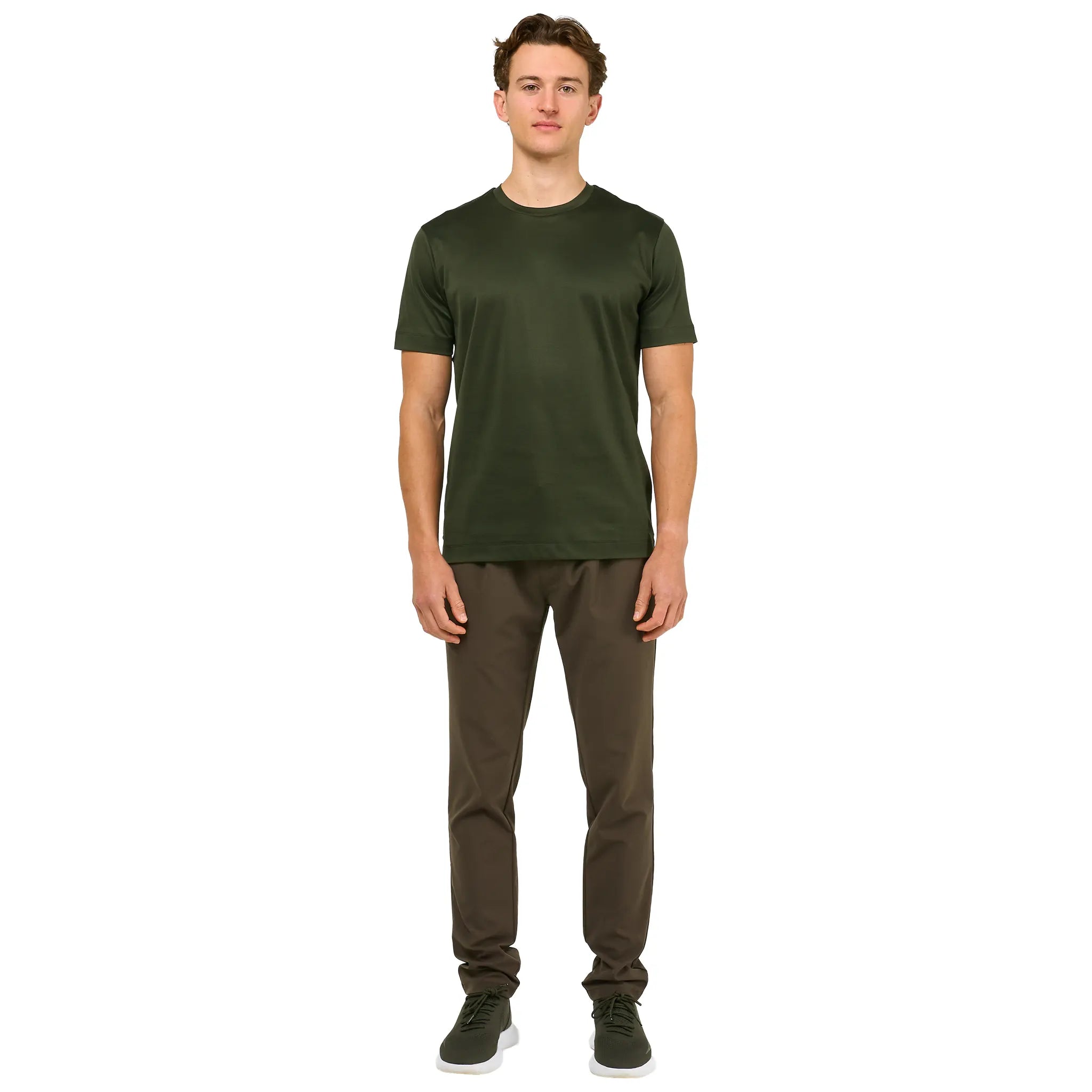 Front View of Loiano Egyptian Cotton Forest Green T Shirt