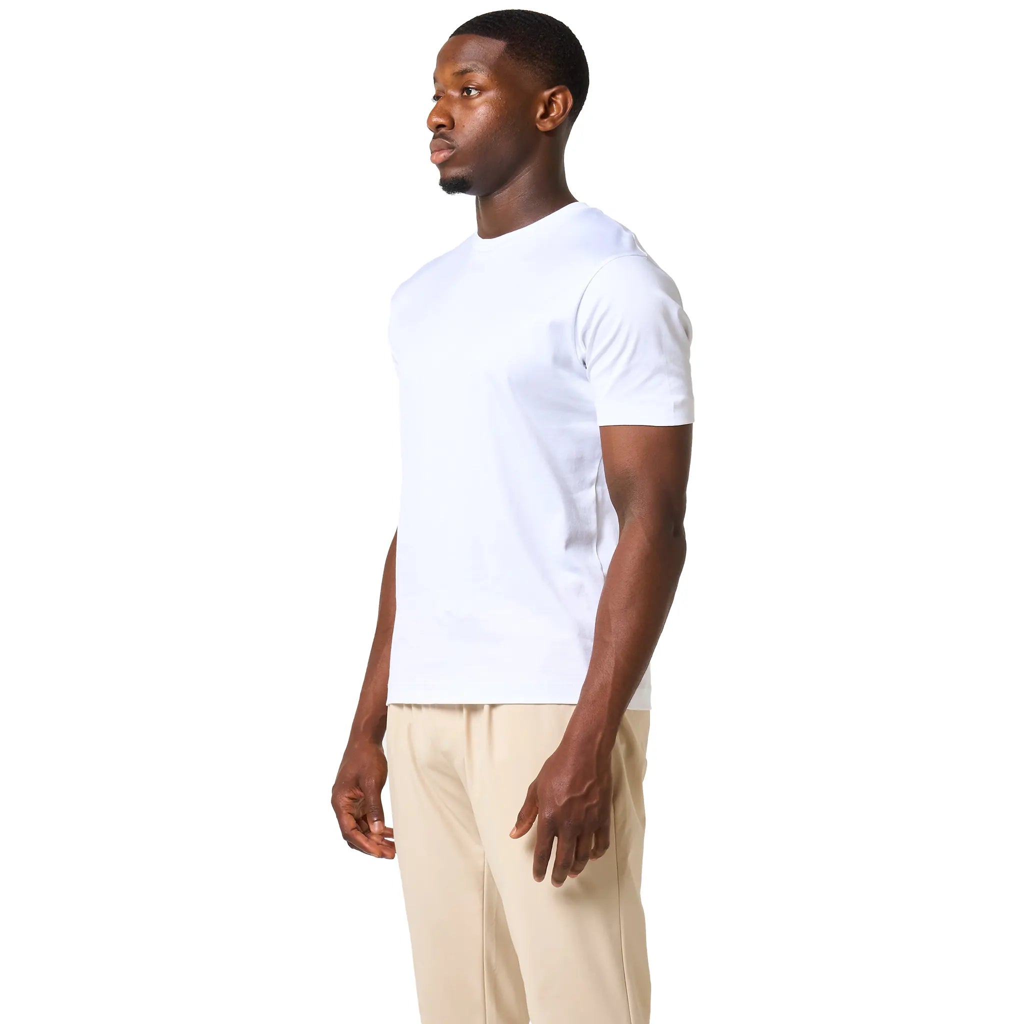 Front Side Loiano Egyptian Cotton White T Shirt