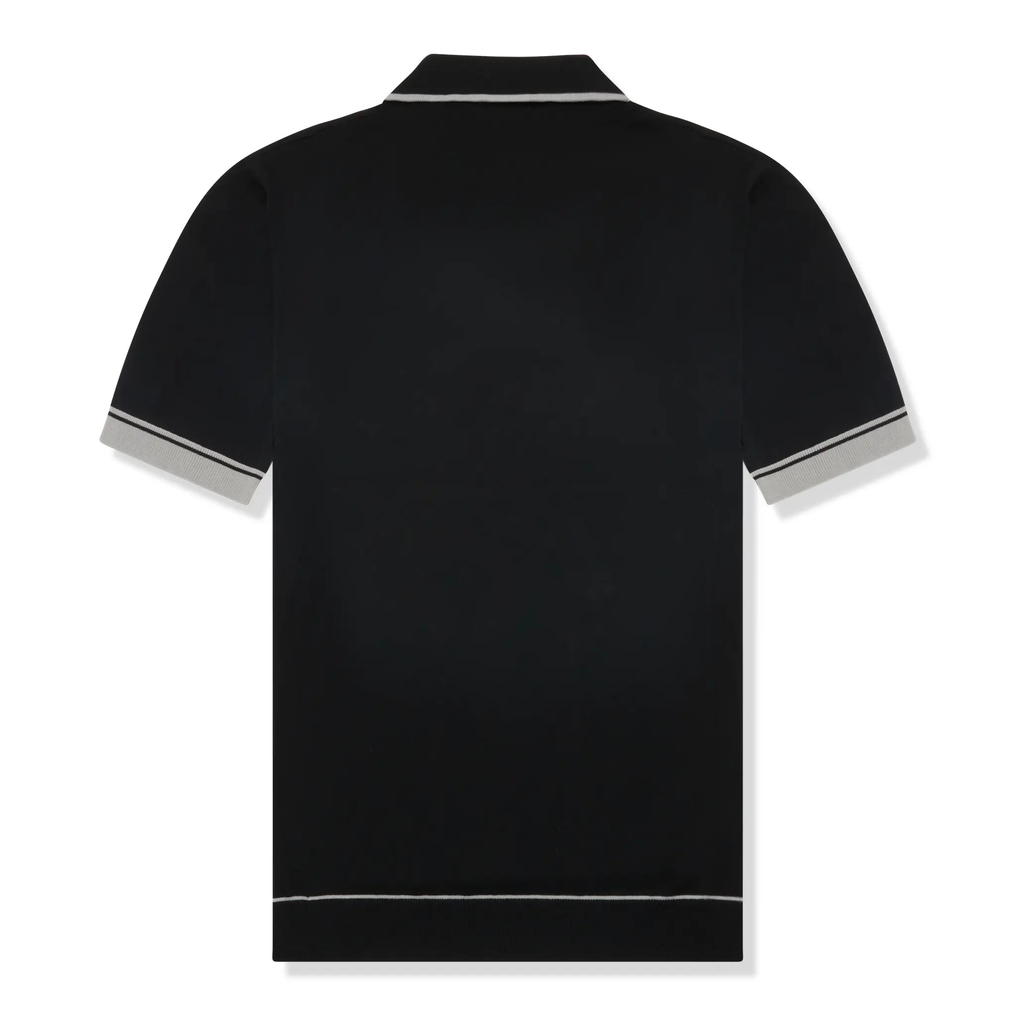 Back View of Loiano Rayon Knit Black Polo Shirt