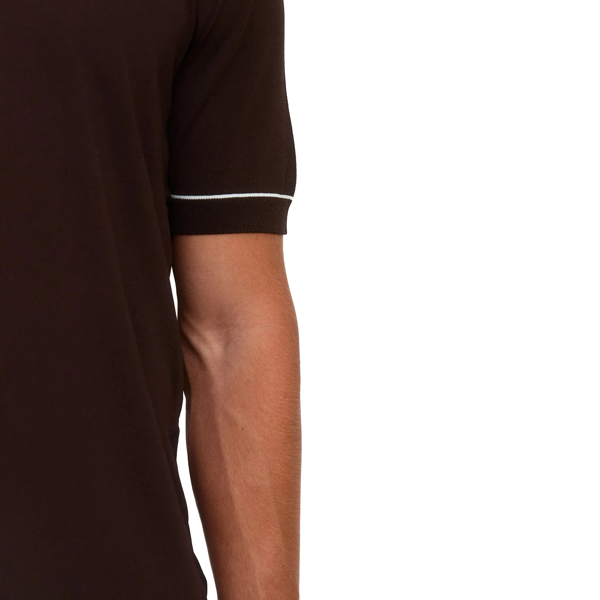 Detailed View of Loiano Rayon Knit Brown T-Shirt