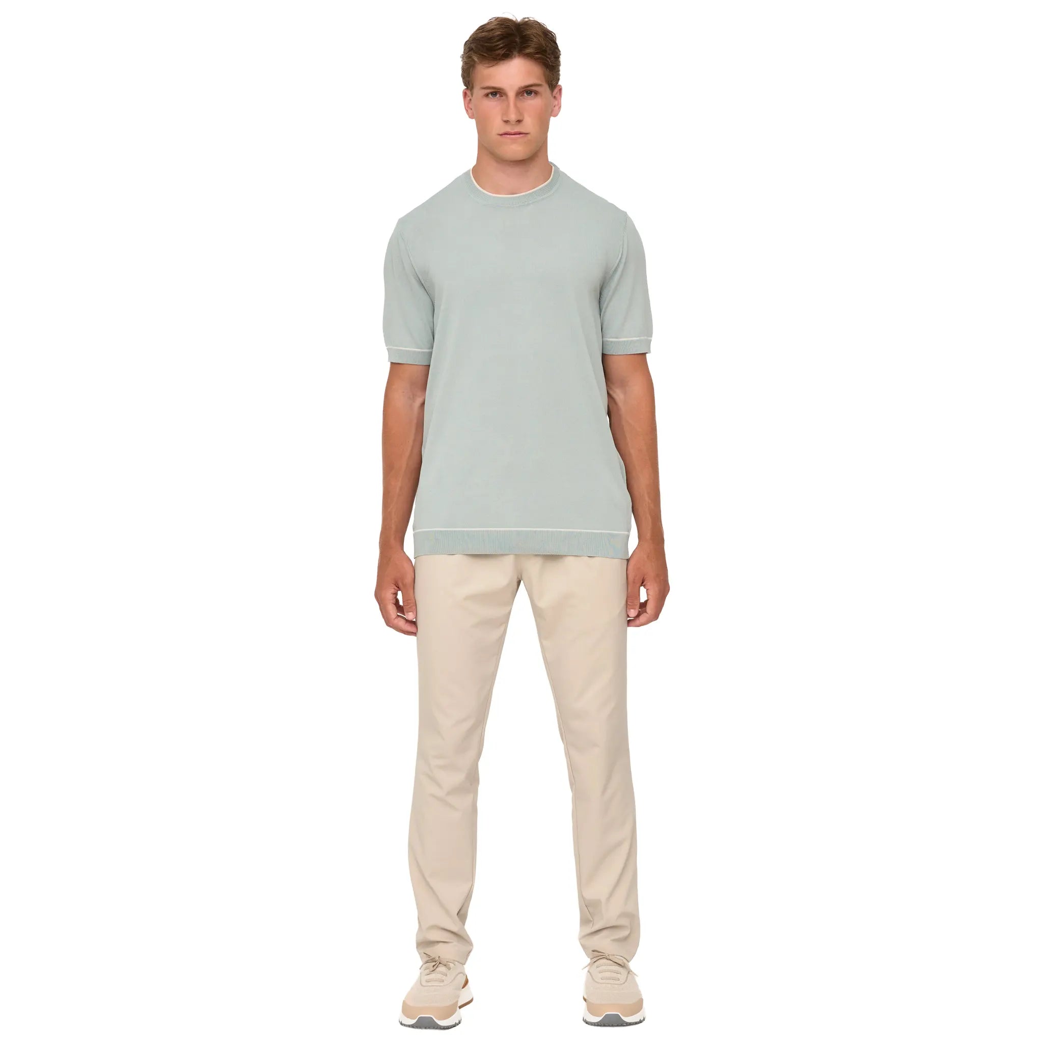 Front View of Loiano Rayon Knit Mint T-Shirt