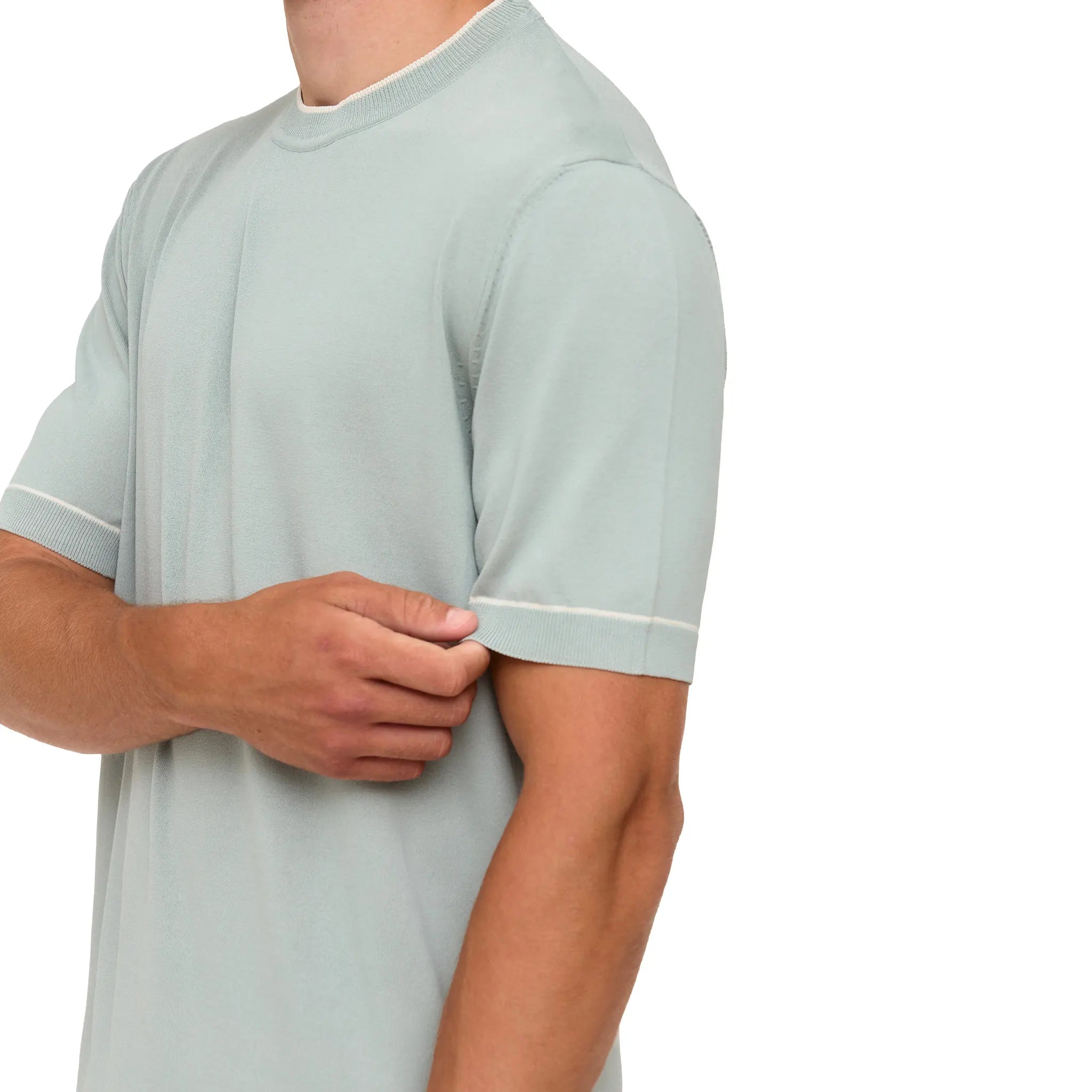 Side View of Loiano Rayon Knit Mint T-Shirt