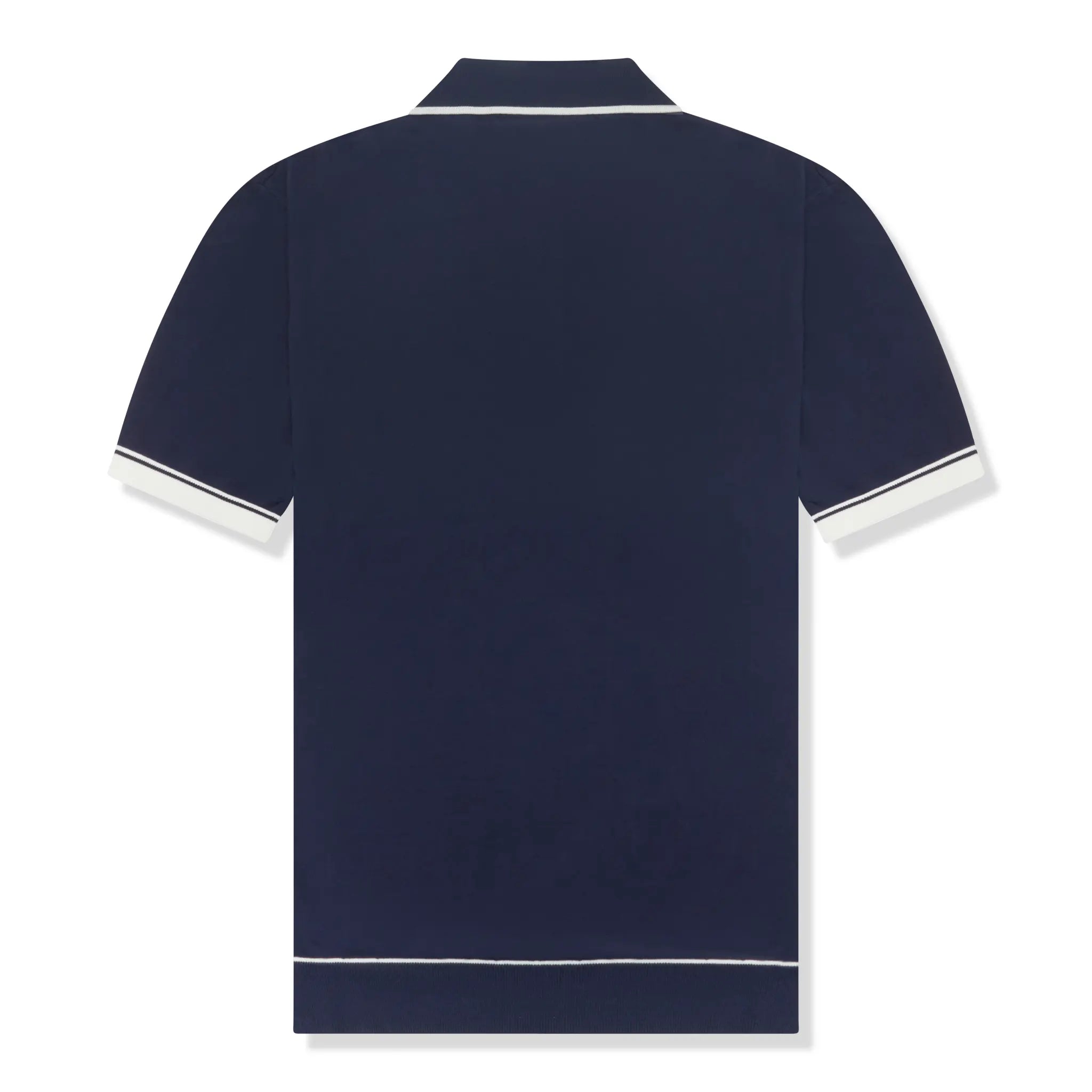 Back View of Loiano Rayon Knit Navy Polo Shirt