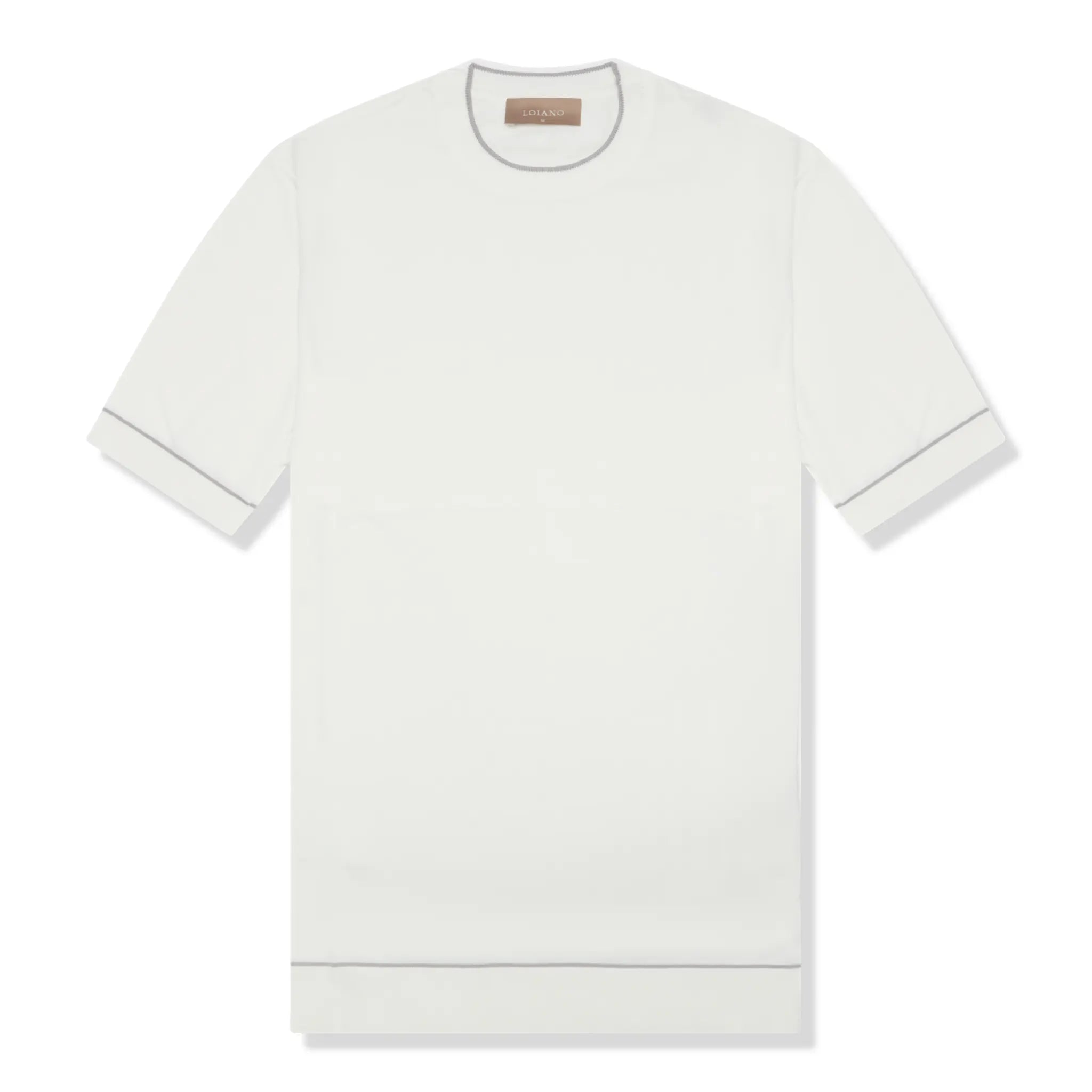 Front View of Loiano Rayon Knit White T-Shirt