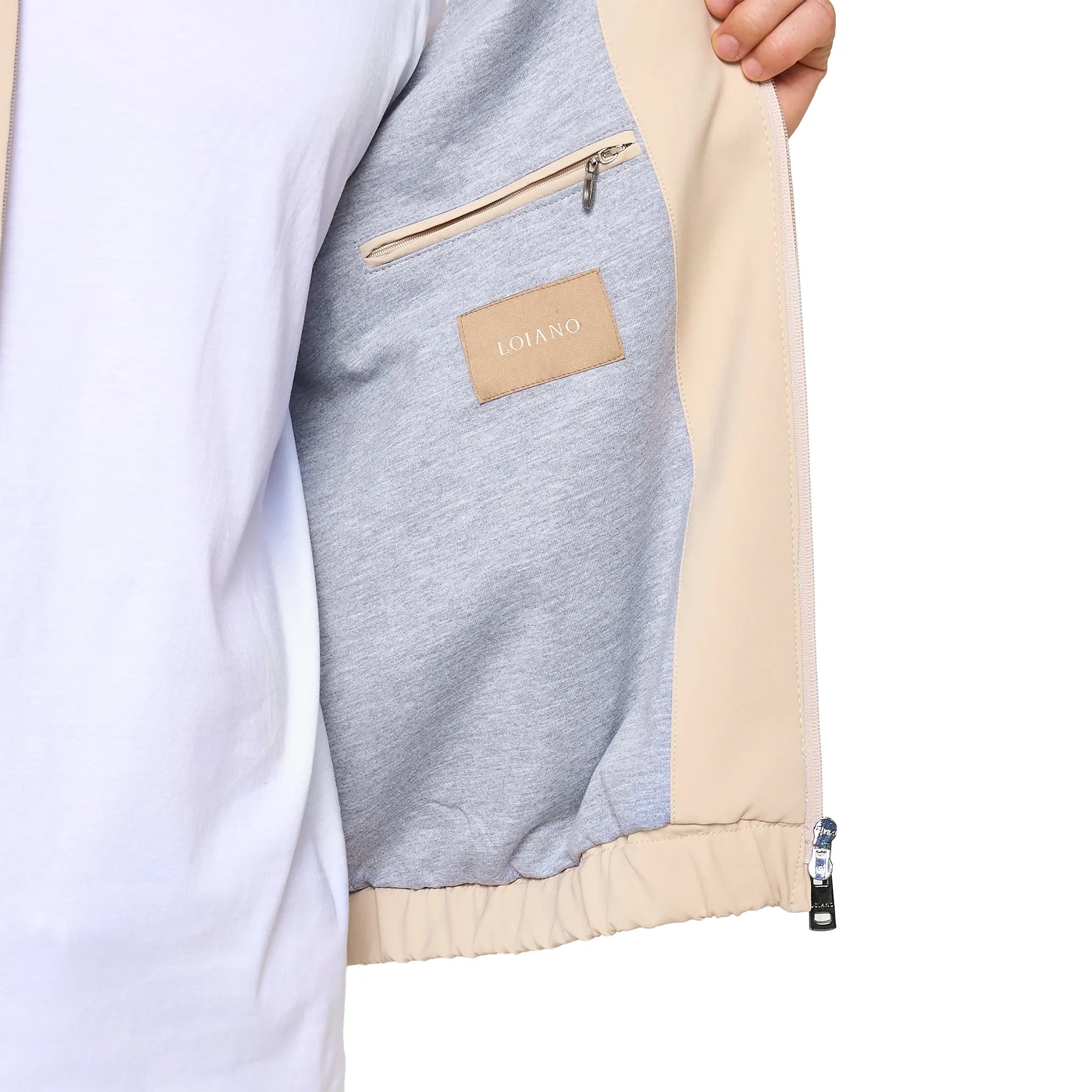 Detailed Tag View of Loiano Tech Beige Gilet