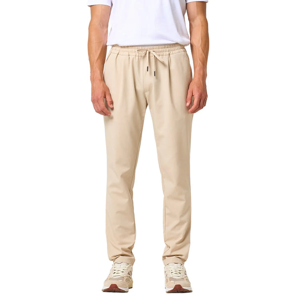 Front View of Loiano Tech Beige Trousers