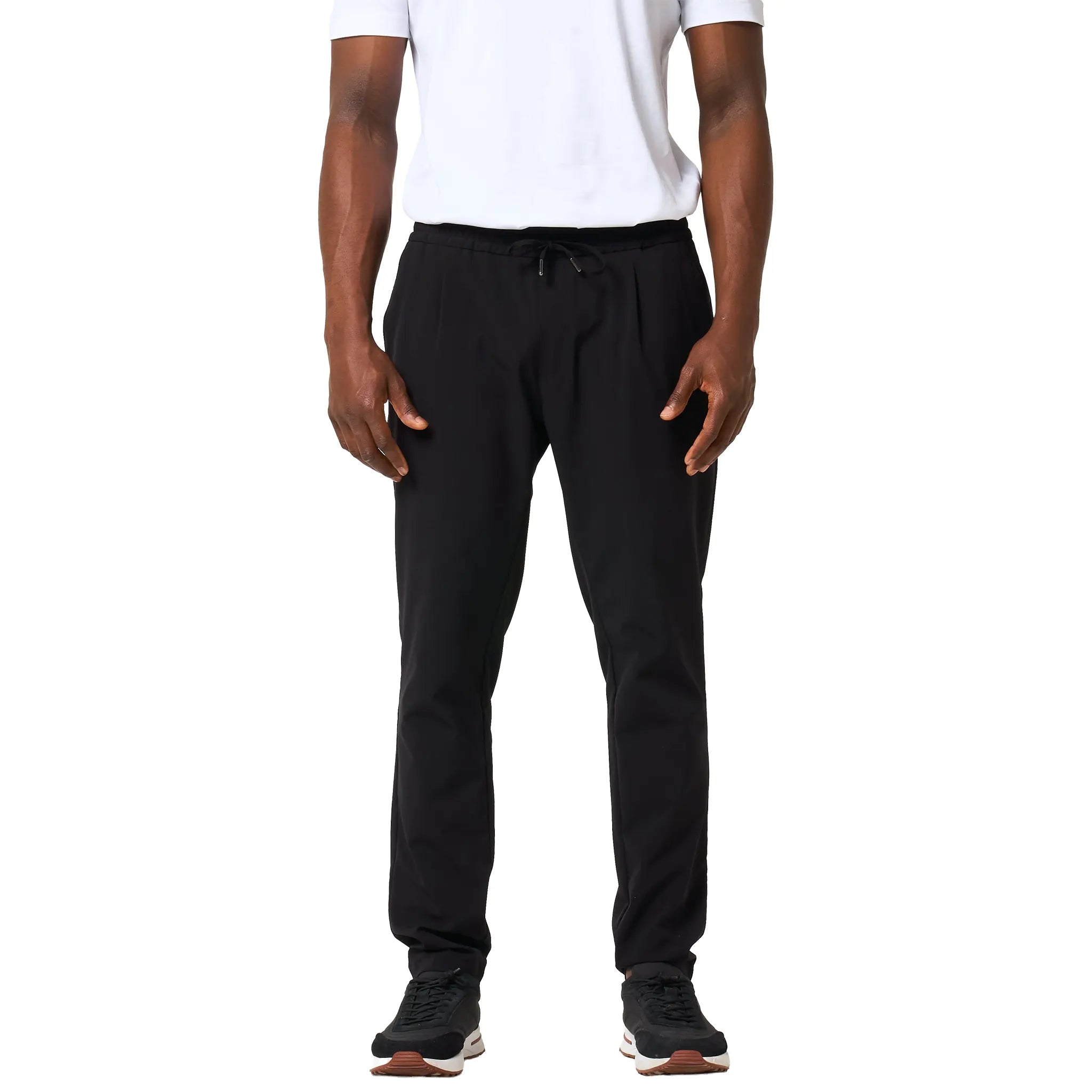 Front View of Loiano Tech Black Trousers